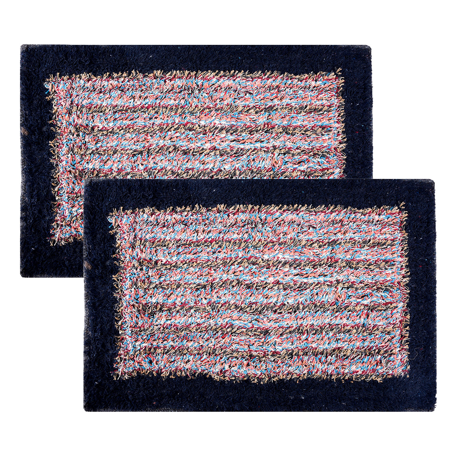 Kuber Industries Door Mat | Dust Trapper Mat | Door Entrance Mat | Anti-Skid Door Mat | Floor Mat for Home Entrance | Cotton Border Door Mat | Entryway Door Mat | Dark Blue