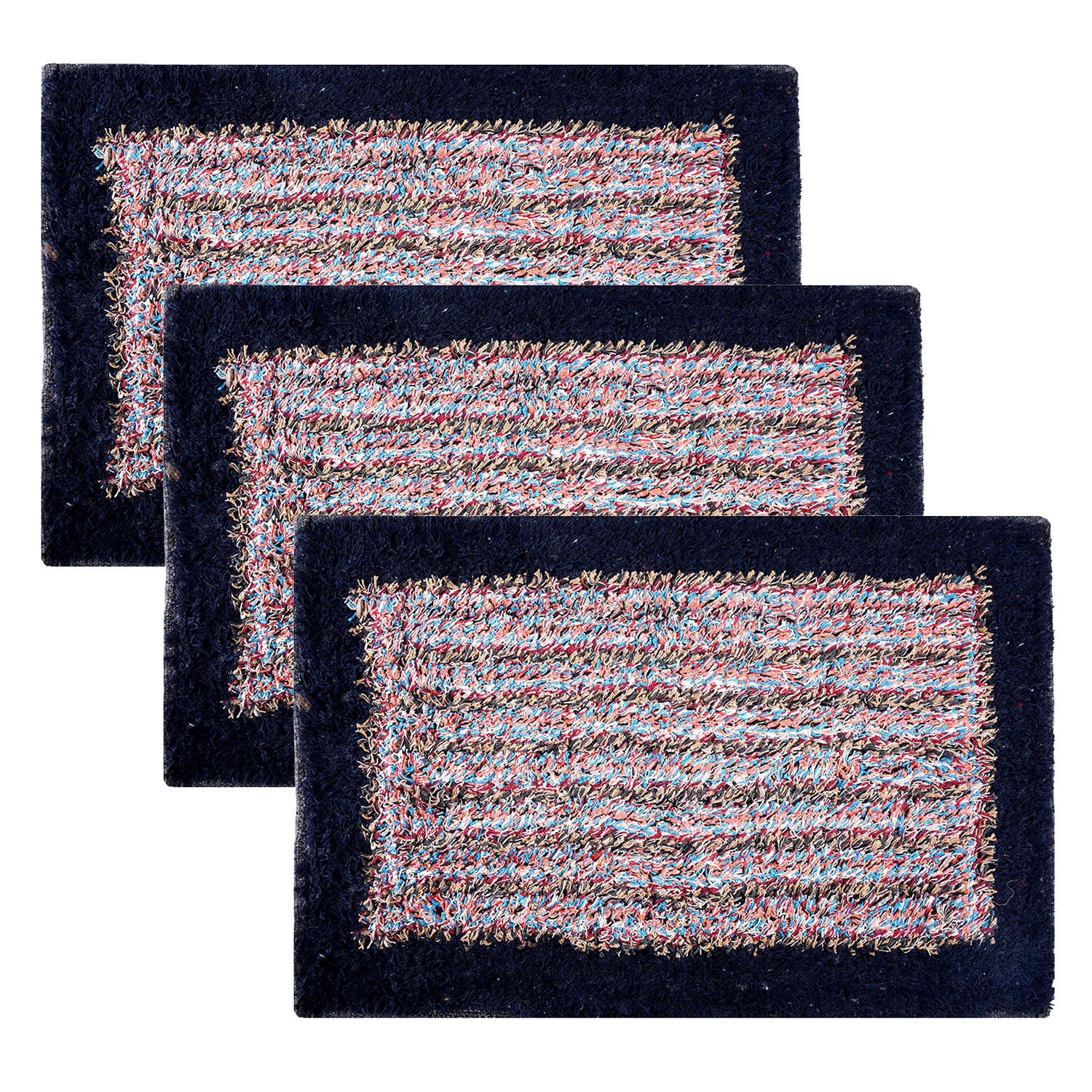 Kuber Industries Door Mat | Dust Trapper Mat | Door Entrance Mat | Anti-Skid Door Mat | Floor Mat for Home Entrance | Cotton Border Door Mat | Entryway Door Mat | Dark Blue