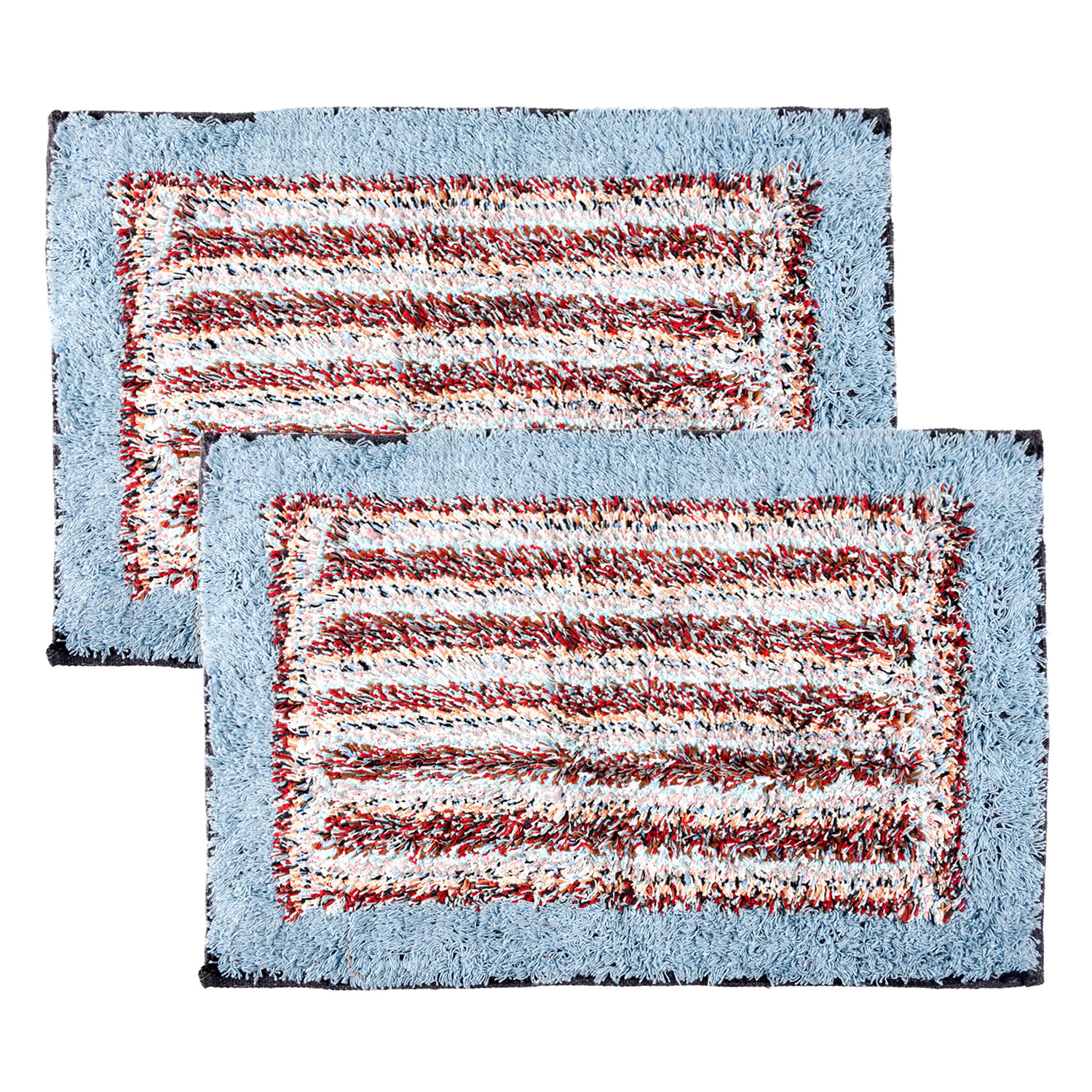 Kuber Industries Door Mat | Dust Trapper Mat | Door Entrance Mat | Anti-Skid Door Mat | Floor Mat for Home Entrance | Cotton Border Door Mat | Entryway Door Mat | Sky Blue
