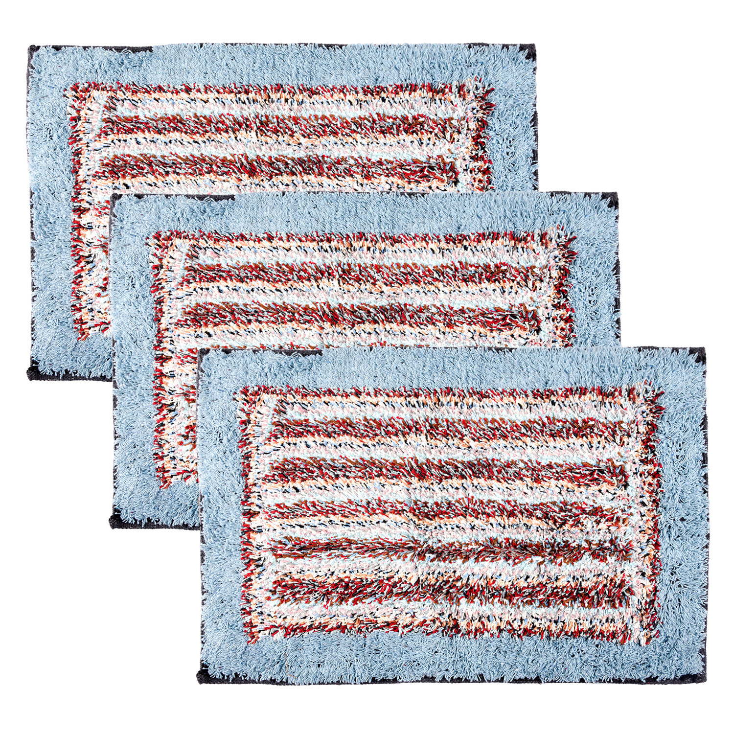 Kuber Industries Door Mat | Dust Trapper Mat | Door Entrance Mat | Anti-Skid Door Mat | Floor Mat for Home Entrance | Cotton Border Door Mat | Entryway Door Mat | Sky Blue