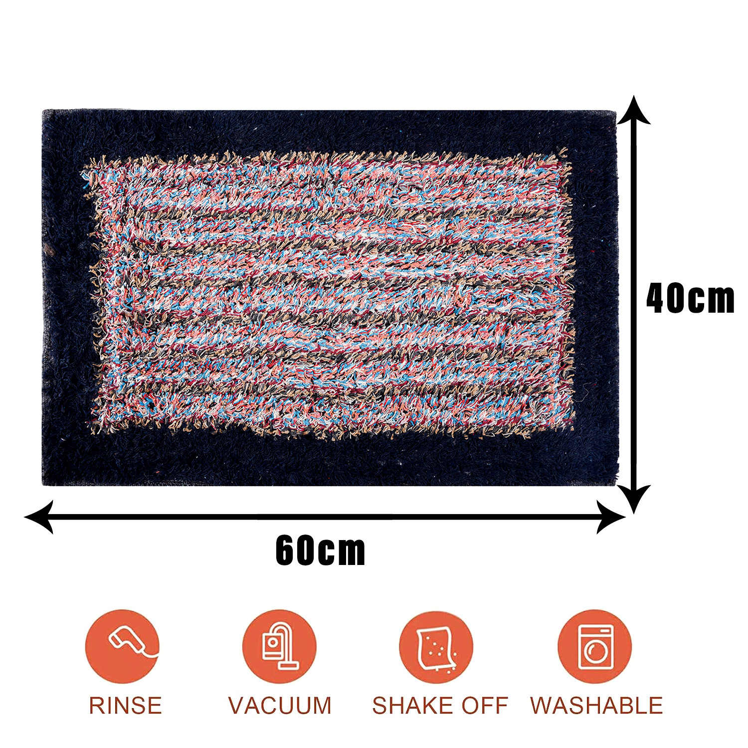Kuber Industries Door Mat | Dust Trapper Mat | Door Entrance Mat | Anti-Skid Door Mat | Floor Mat for Home Entrance | Cotton Border Door Mat | Entryway Door Mat | Pack of 2 | Multi