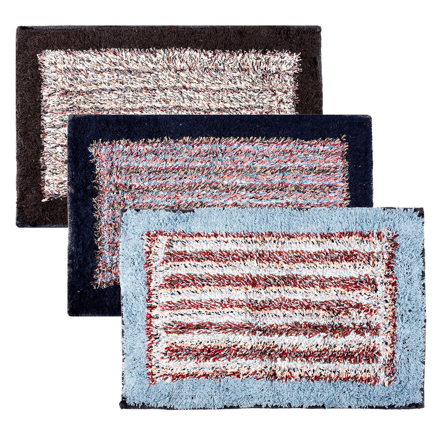 Kuber Industries Door Mat | Dust Trapper Mat | Door Entrance Mat | Anti-Skid Door Mat | Floor Mat for Home Entrance | Cotton Border Door Mat | Entryway Door Mat | Pack of 3 | Multi