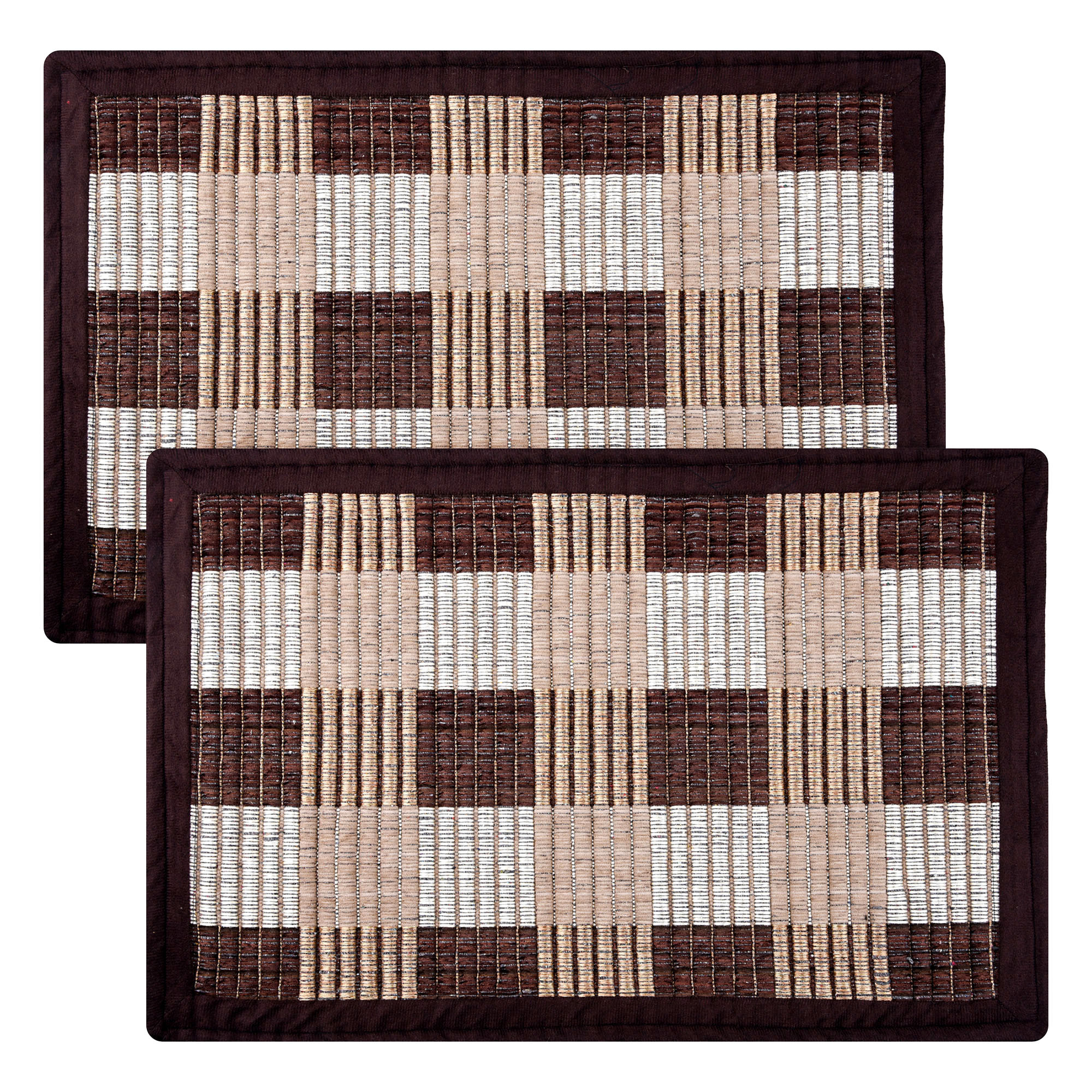 Kuber Industries Door Mat | Entryway Reversible Door Mat | Door Entrance Mat | Floor Door Mat | Door Mats for Outdoor & Indoor | Check Lining Door Mat | Brown