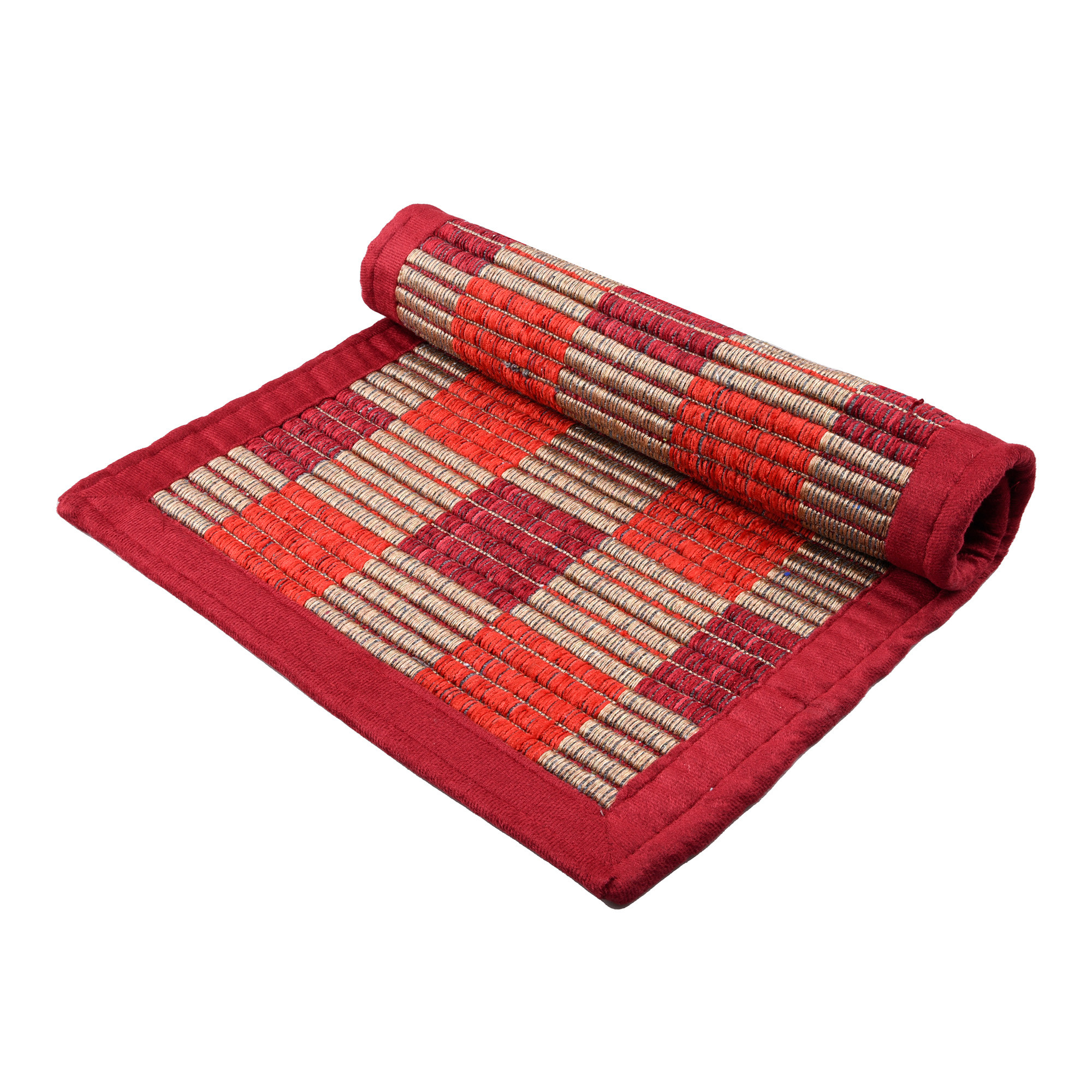 Kuber Industries Door Mat | Entryway Reversible Door Mat | Door Entrance Mat | Floor Door Mat | Door Mats for Outdoor & Indoor | Check Lining Door Mat | Maroon