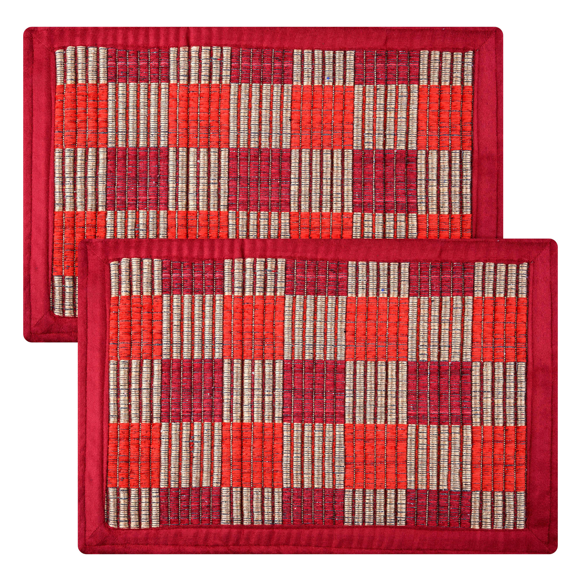 Kuber Industries Door Mat | Entryway Reversible Door Mat | Door Entrance Mat | Floor Door Mat | Door Mats for Outdoor & Indoor | Check Lining Door Mat | Maroon