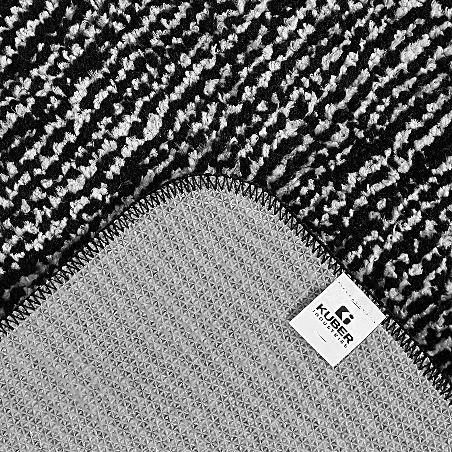 Kuber Industries Door mat | Microfiber Water Absorbant Floor Mat | Bold Stripes Pattern Entrance Mat for Kitchen, Bedside, Door, Living Room,60x40 cm, Pack of 2 (Black)