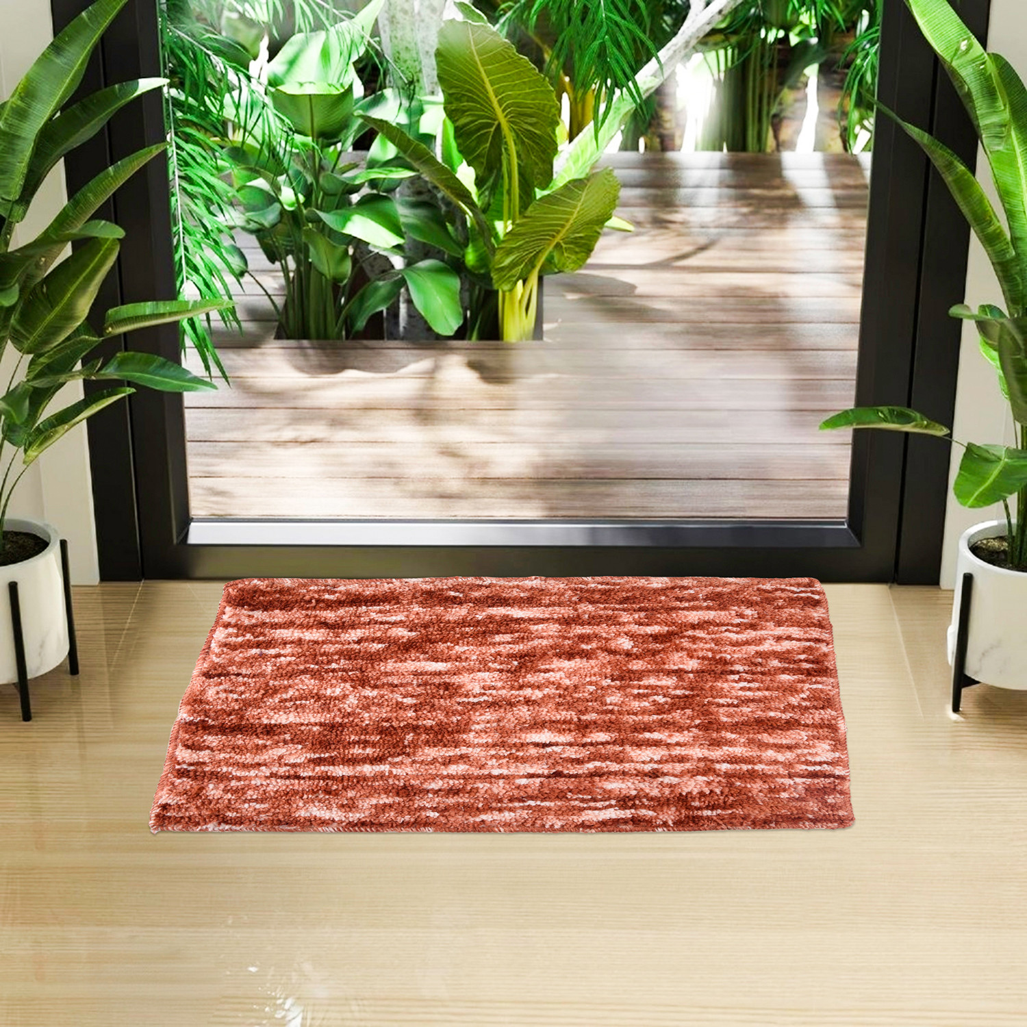 Kuber Industries Door Mat | Multi Riyal Doormat | Microfiber Entrance Mat | Entry Doormat | Office Entrance Door Mat | Door Mat for Home | Door Mat for Living | Orange