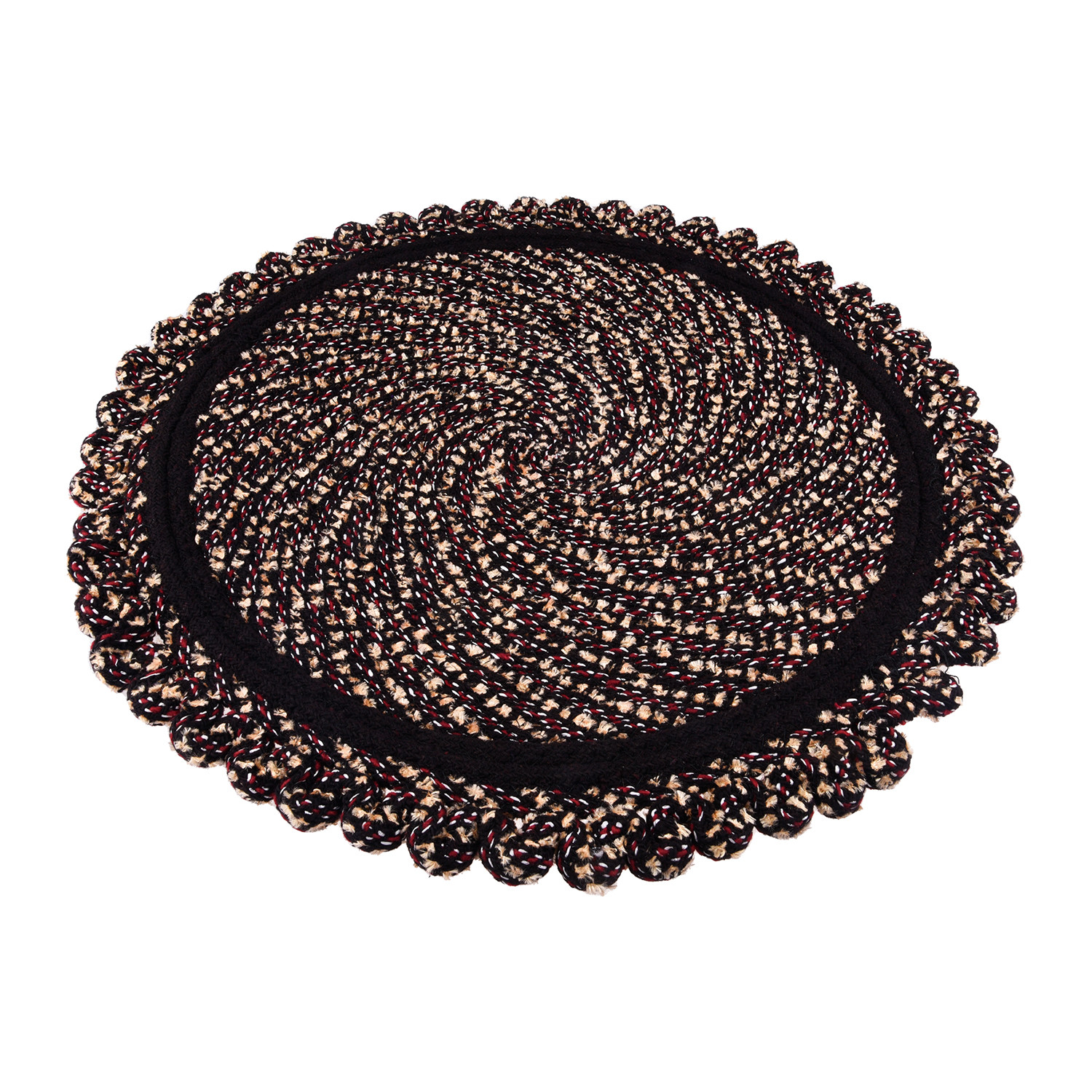 Kuber Industries Door Mat  Round Shape Feather Door Mat  Cotton Reversible Mat  Door Mat for Kitchen  Door Mat for Home  20 Inch  Large  Brown