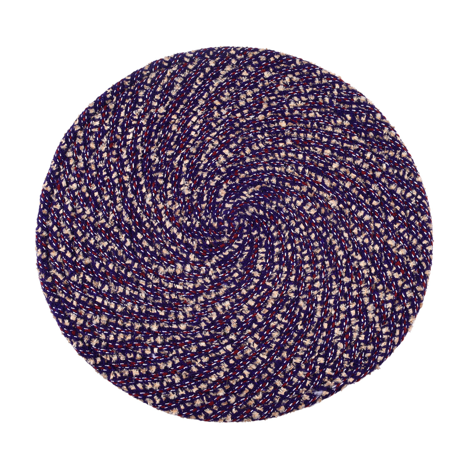 Kuber Industries Door Mat | Round Shape Feather Door Mat | Cotton Reversible Mat | Door Mat for Kitchen | Door Mat for Home | 16 Inch | Small | Purple
