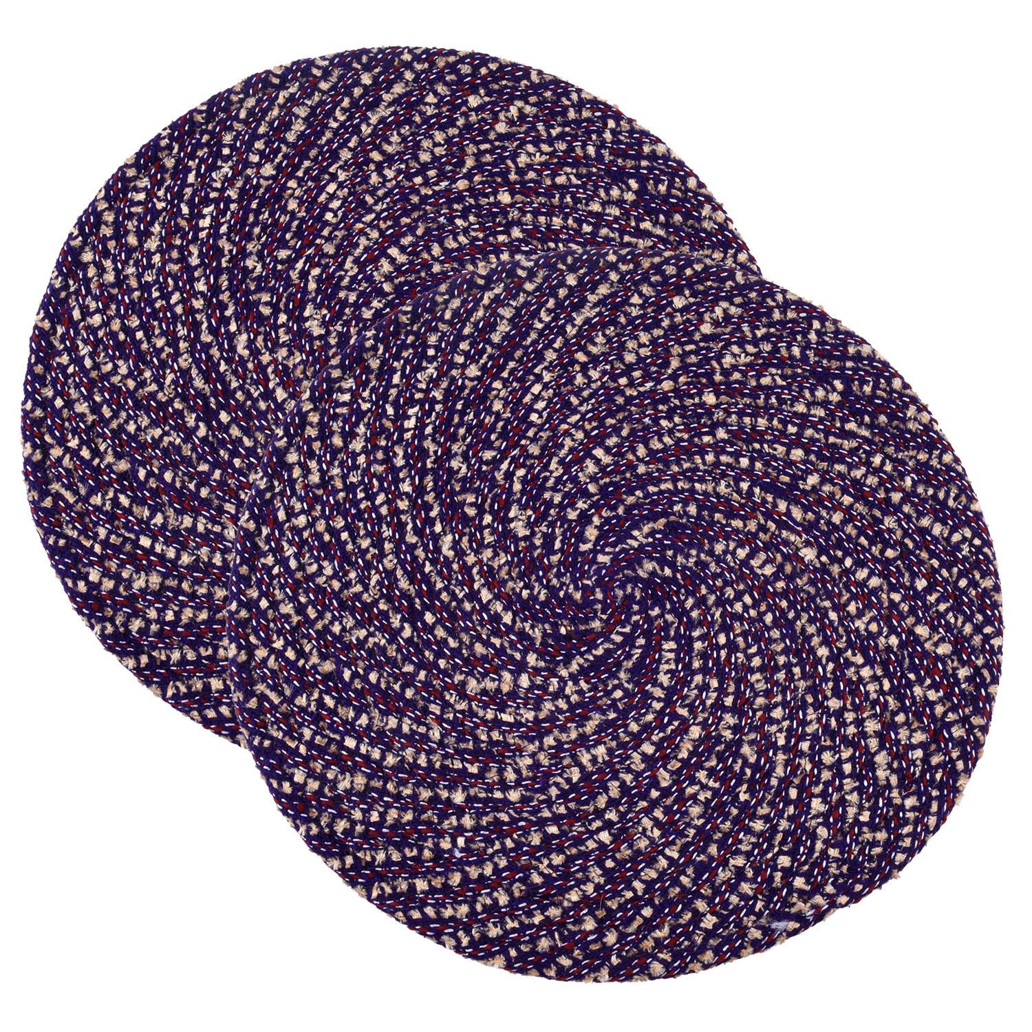 Kuber Industries Door Mat | Round Shape Feather Door Mat | Cotton Reversible Mat | Door Mat for Kitchen | Door Mat for Home | 16 Inch | Small | Purple