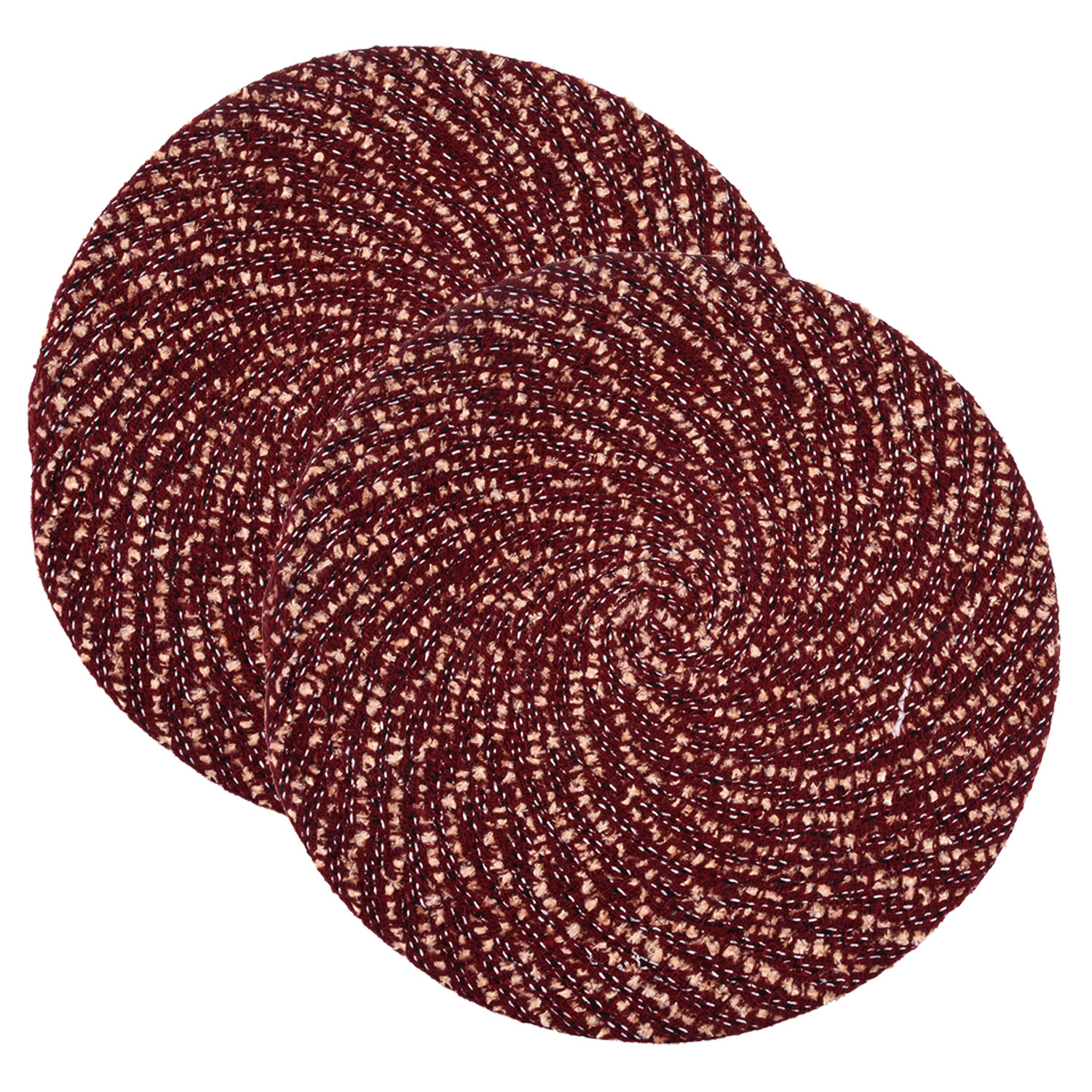 Kuber Industries Door Mat | Round Shape Feather Door Mat | Cotton Reversible Mat | Door Mat for Kitchen | Door Mat for Home | 16 Inch | Small | Maroon