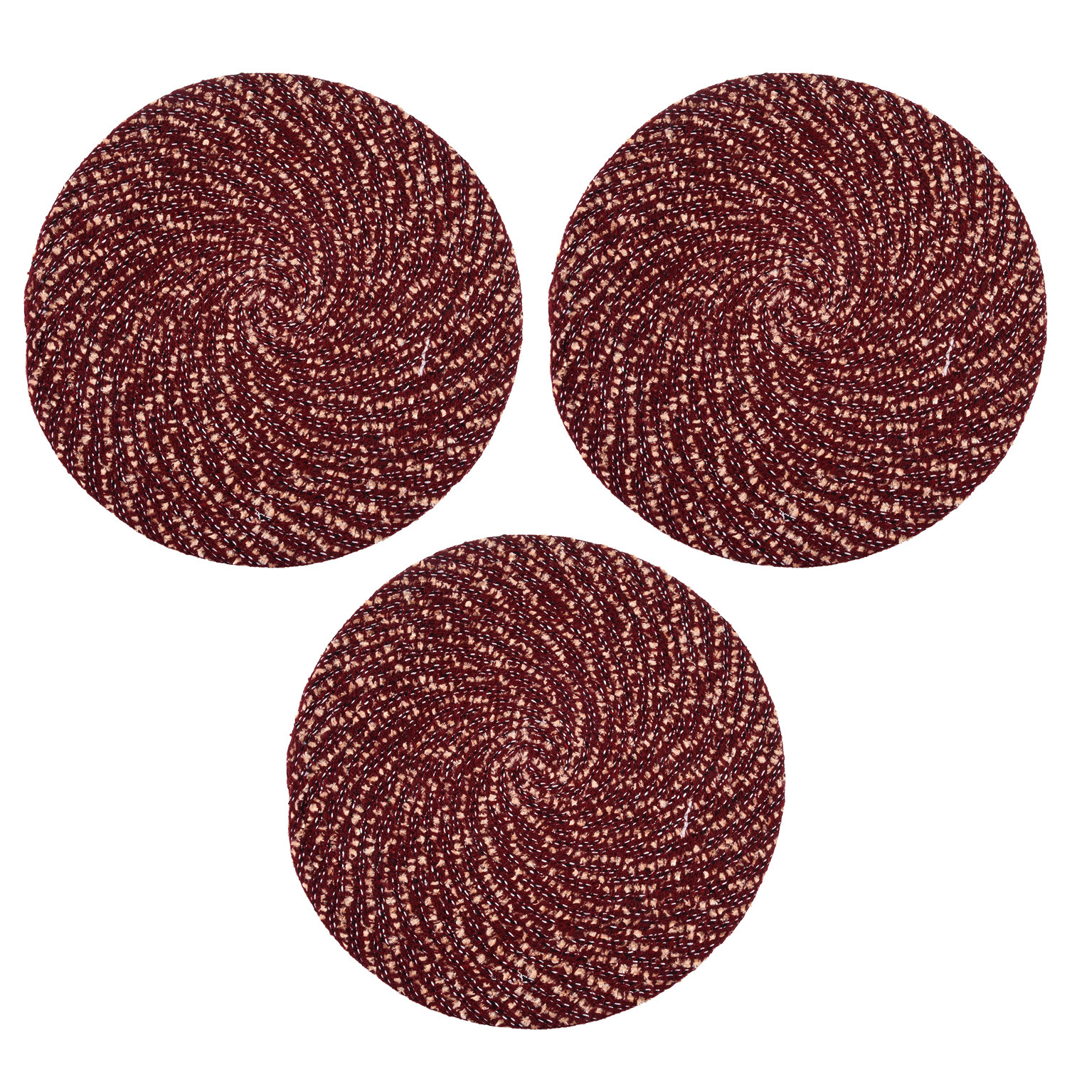 Kuber Industries Door Mat | Round Shape Feather Door Mat | Cotton Reversible Mat | Door Mat for Kitchen | Door Mat for Home | 16 Inch | Small | Maroon