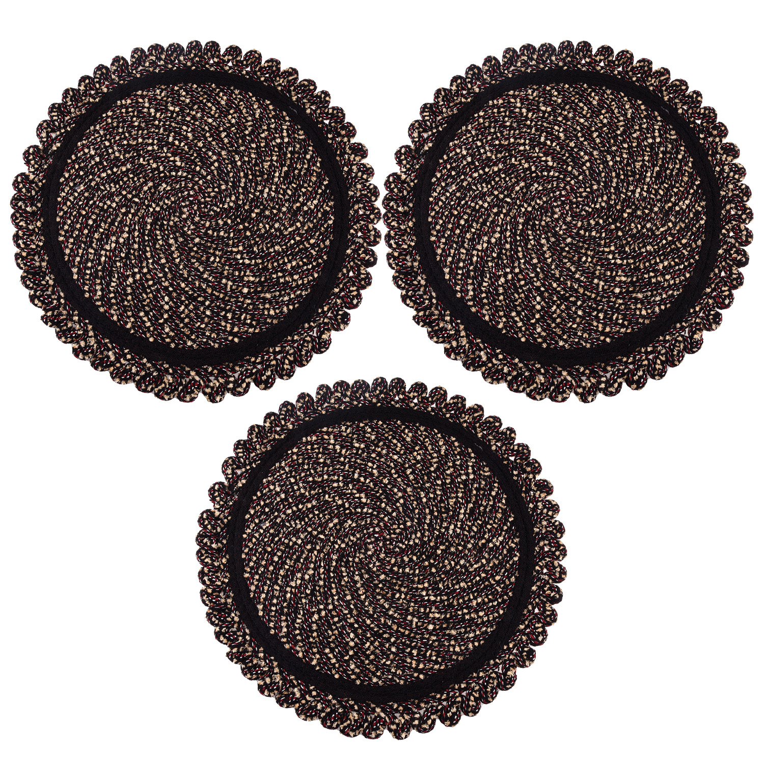 Kuber Industries Door Mat | Round Shape Feather Door Mat | Cotton Reversible Mat | Door Mat for Kitchen | Door Mat for Home | 20 Inch | Large | Brown