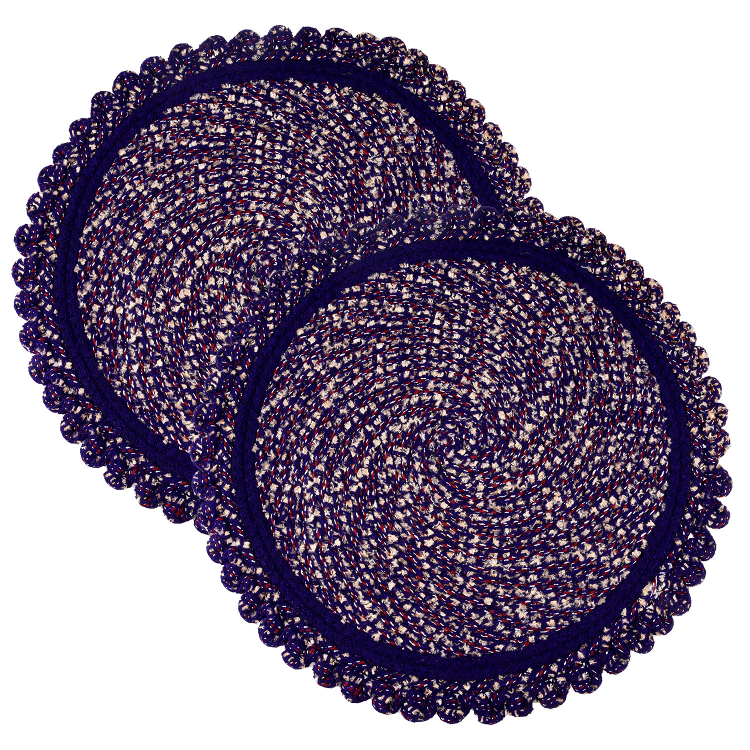 Kuber Industries Door Mat | Round Shape Feather Door Mat | Cotton Reversible Mat | Door Mat for Kitchen | Door Mat for Home | 20 Inch | Large | Purple