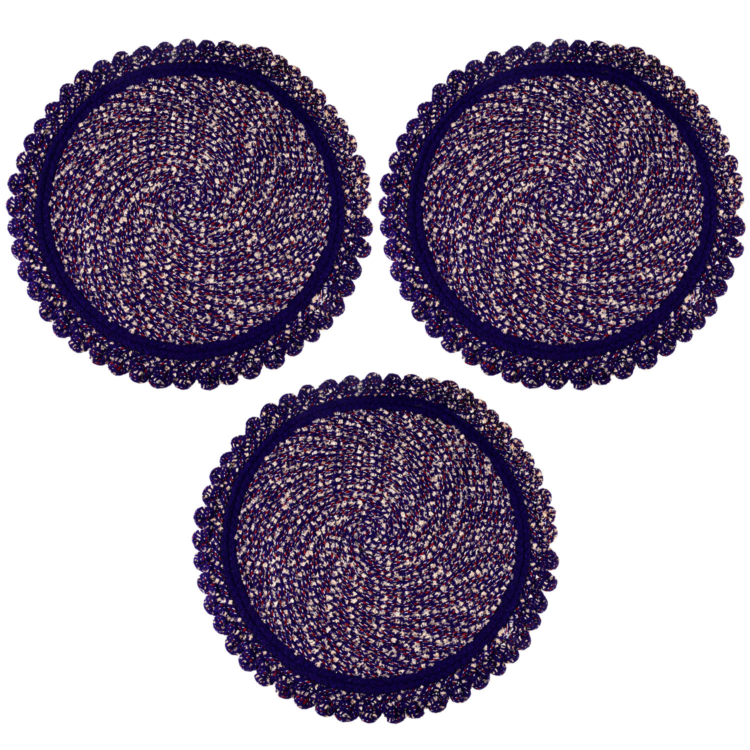 Kuber Industries Door Mat | Round Shape Feather Door Mat | Cotton Reversible Mat | Door Mat for Kitchen | Door Mat for Home | 20 Inch | Large | Purple