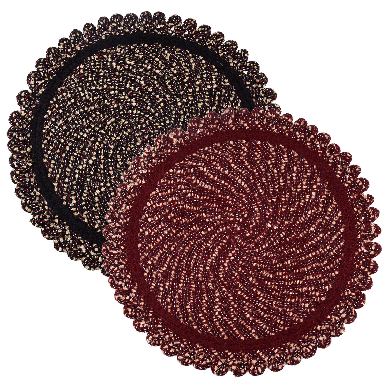 Kuber Industries Door Mat | Round Shape Feather Door Mat | Cotton Reversible Mat | Door Mat for Kitchen | Door Mat for Home | 20 Inch | Large | Pack of 2 | Multi