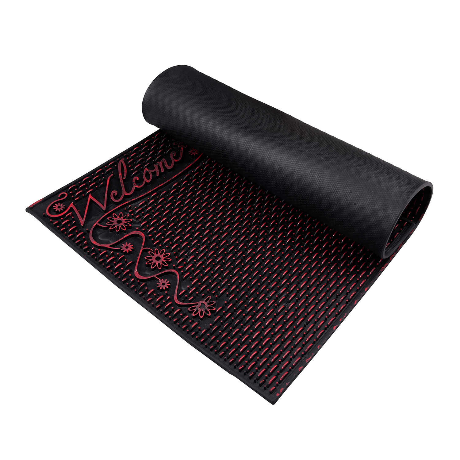 Kuber Industries Door Mat  Rubber Mud Trapper Mat  Welcome Mat  Floor mat  Door Mat for Home Entrance  Bathroom Mat  Entry Way Doormat  Black  Maroon