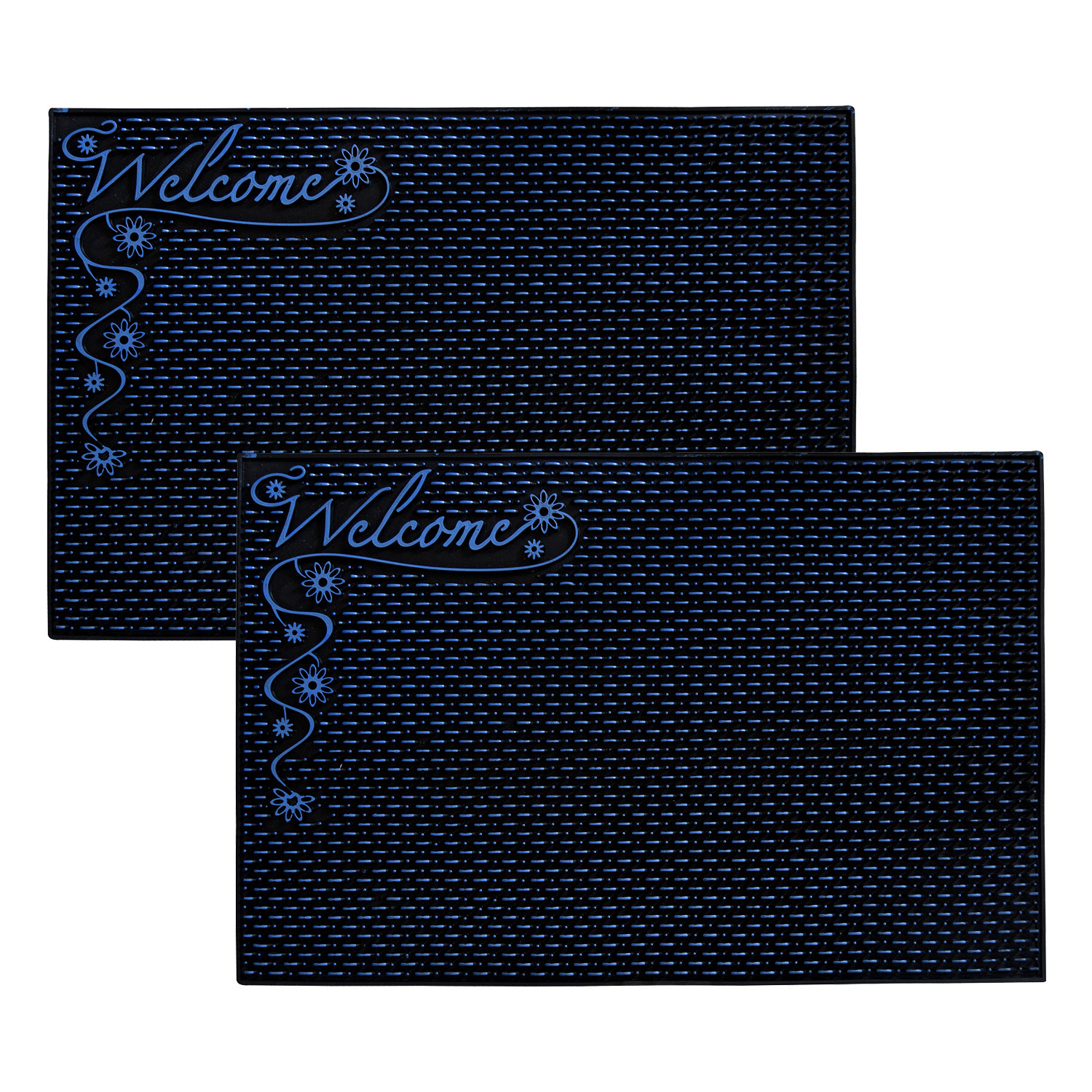 Kuber Industries Door Mat | Rubber Mud Trapper Mat | Welcome Mat | Floor mat | Door Mat for Home Entrance | Bathroom Mat | Entry Way Doormat | Black & Blue