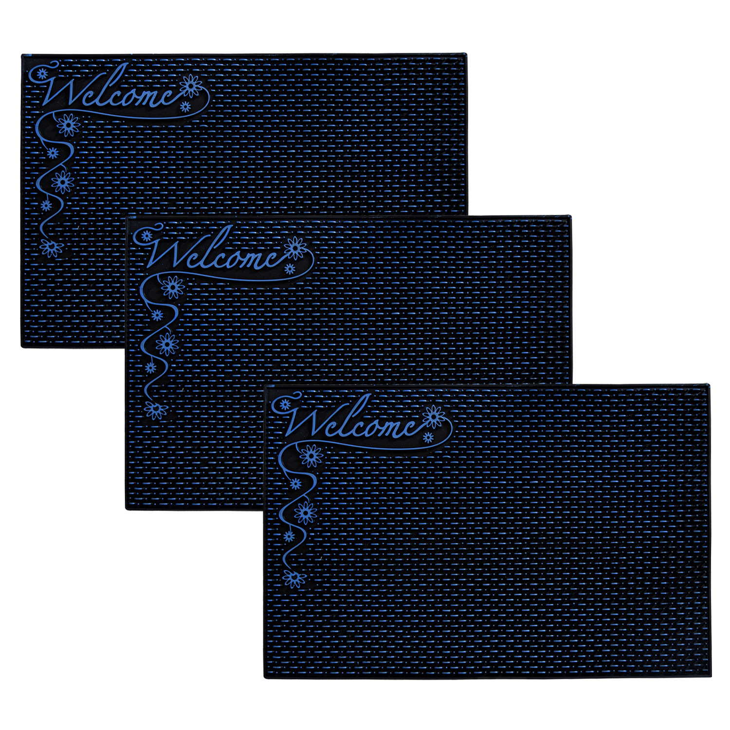 Kuber Industries Door Mat | Rubber Mud Trapper Mat | Welcome Mat | Floor mat | Door Mat for Home Entrance | Bathroom Mat | Entry Way Doormat | Black & Blue