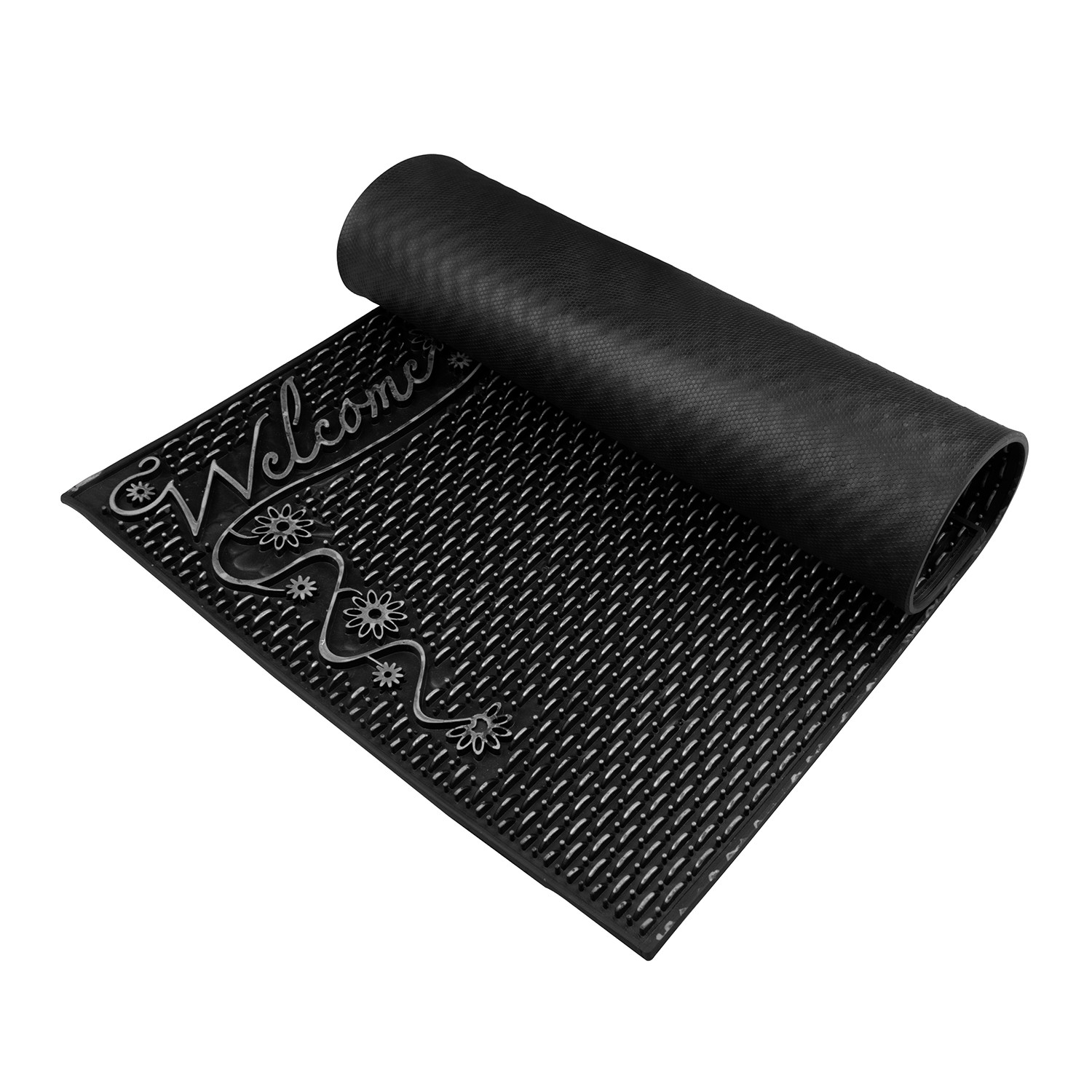 Kuber Industries Door Mat | Rubber Mud Trapper Mat | Welcome Mat | Floor mat | Door Mat for Home Entrance | Bathroom Mat | Entry Way Doormat | Black & Silver