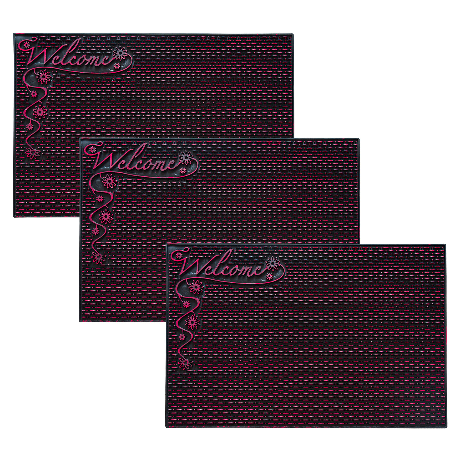 Kuber Industries Door Mat | Rubber Mud Trapper Mat | Welcome Mat | Floor mat | Door Mat for Home Entrance | Bathroom Mat | Entry Way Doormat | Black & Maroon