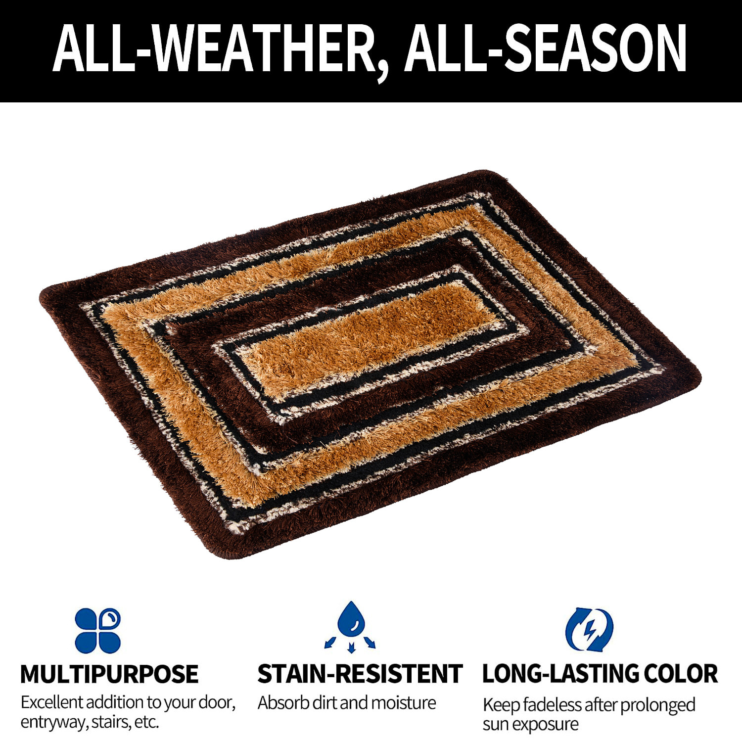 Kuber Industries Door Mat  Square Shape Fur Doormat  Microfiber Entrance Mat  Entry Doormat  Office Entrance Door Mat  Door Mat for Home  Door Mat for Living  Gold  Brown