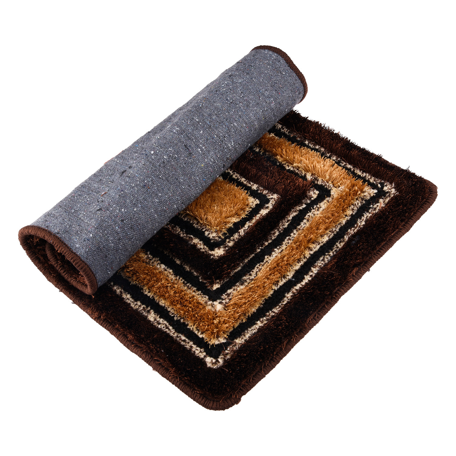 Kuber Industries Door Mat | Square Shape Fur Doormat | Microfiber Entrance Mat | Entry Doormat | Office Entrance Door Mat | Door Mat for Home | Door Mat for Living | Gold & Brown