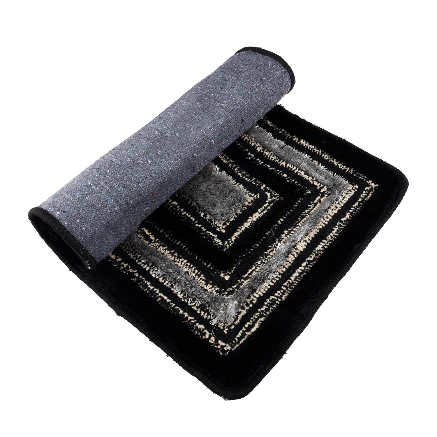 Kuber Industries Door Mat | Square Shape Fur Doormat | Microfiber Entrance Mat | Entry Doormat | Office Entrance Door Mat | Door Mat for Home | Door Mat for Living | Gray & Black
