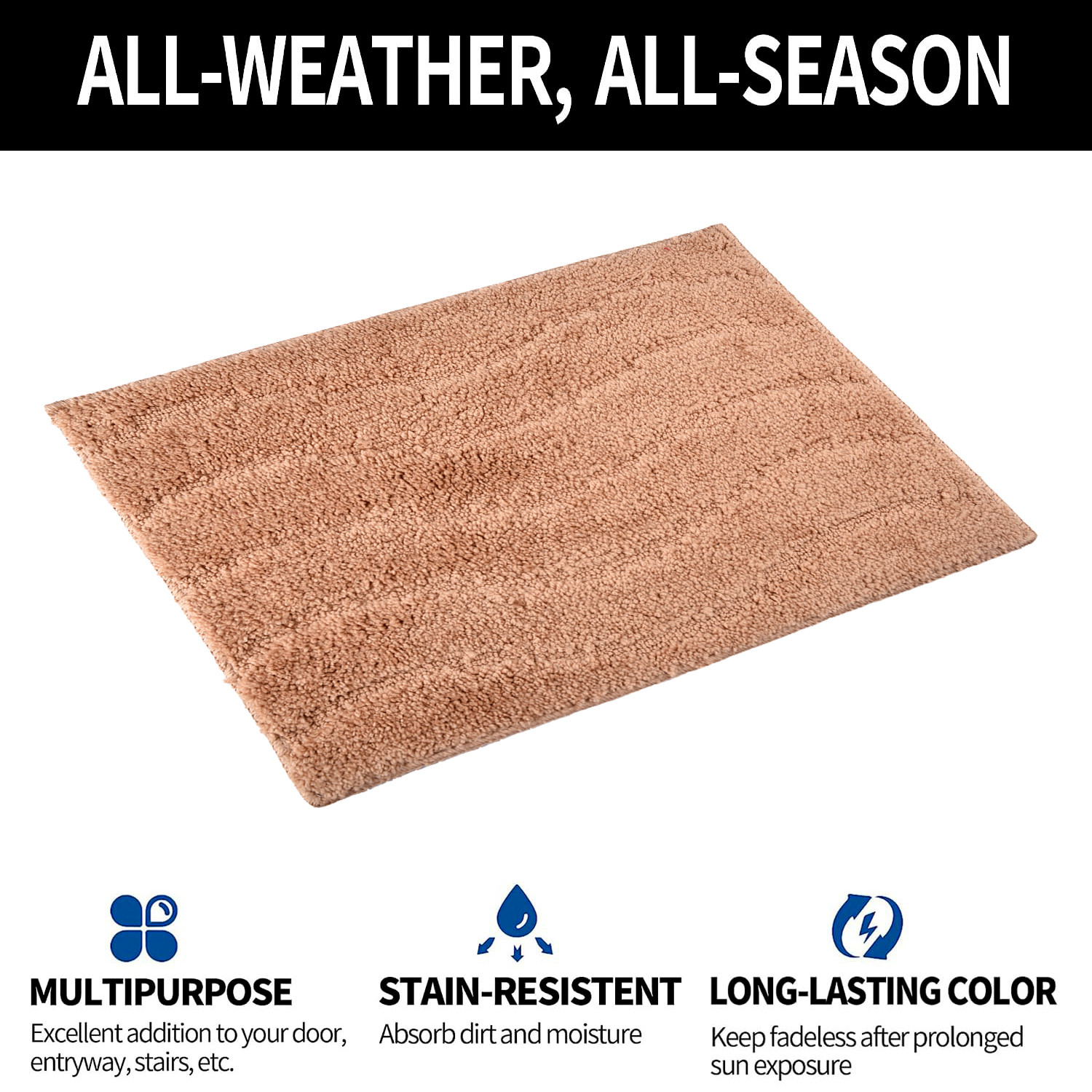 Kuber Industries Door Mat | Waves Shape Doormat | Velvet Entrance Mat | Entry Doormat | Office Entrance Door Mat | Door Mat for Home | Door Mat for Living | Light Brown