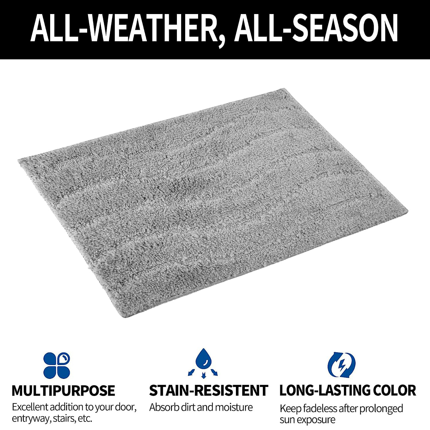 Kuber Industries Door Mat | Waves Shape Doormat | Velvet Entrance Mat | Entry Doormat | Office Entrance Door Mat | Door Mat for Home | Door Mat for Living | Gray