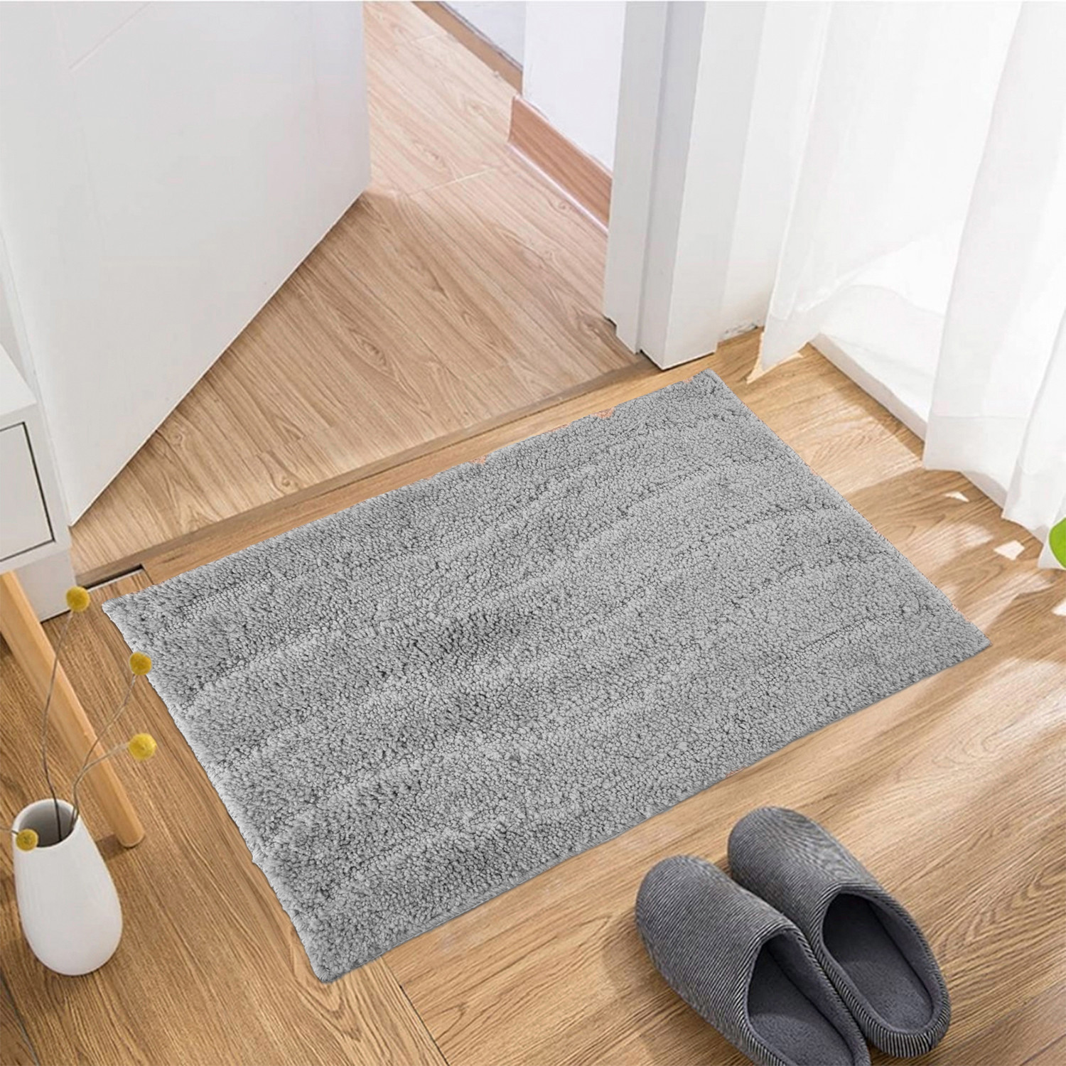 Kuber Industries Door Mat | Waves Shape Doormat | Velvet Entrance Mat | Entry Doormat | Office Entrance Door Mat | Door Mat for Home | Door Mat for Living | Gray