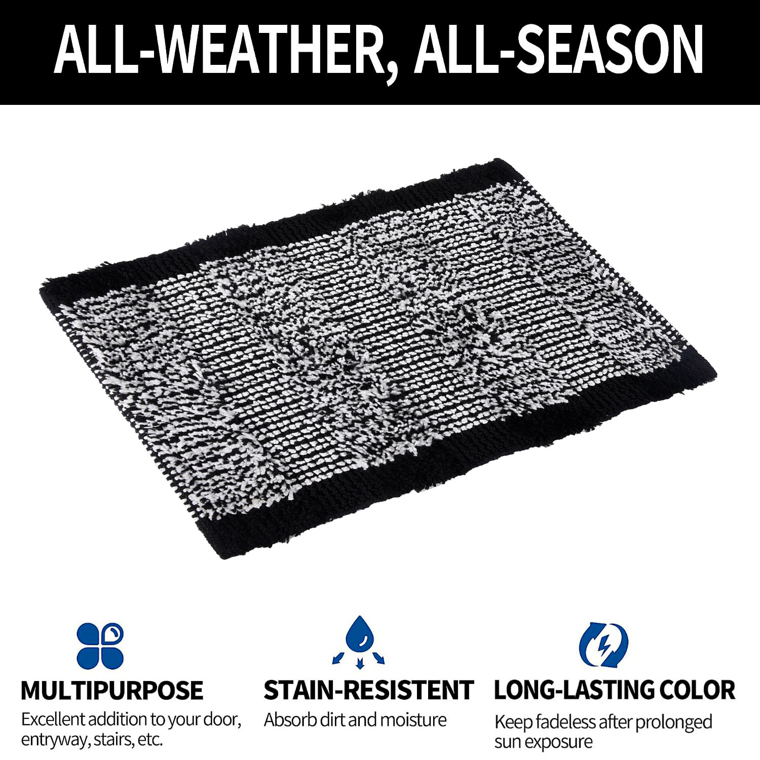 Kuber Industries Door Mat  White Cut Loop Doormat  Microfiber Entrance Mat  Entry Doormat  Office Entrance Door Mat  Door Mat for Home  Door Mat for Living  Black