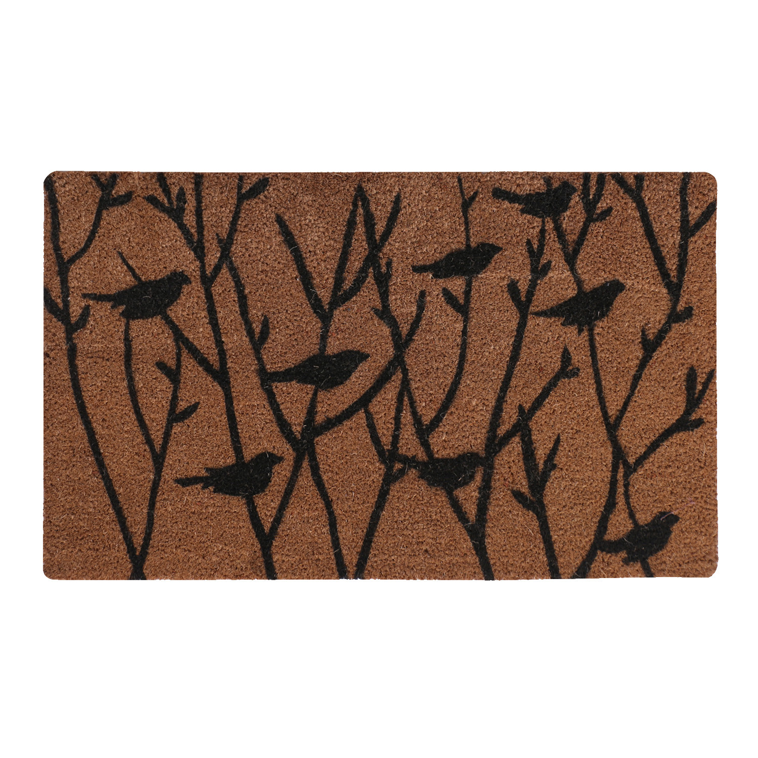 Kuber Industries Door Mat|Polyethylene Durable & Anti-Slip Natural Birds Print Floor Mat|Rug For Indoor or Outdoor, 30x20 Inch (Brown)