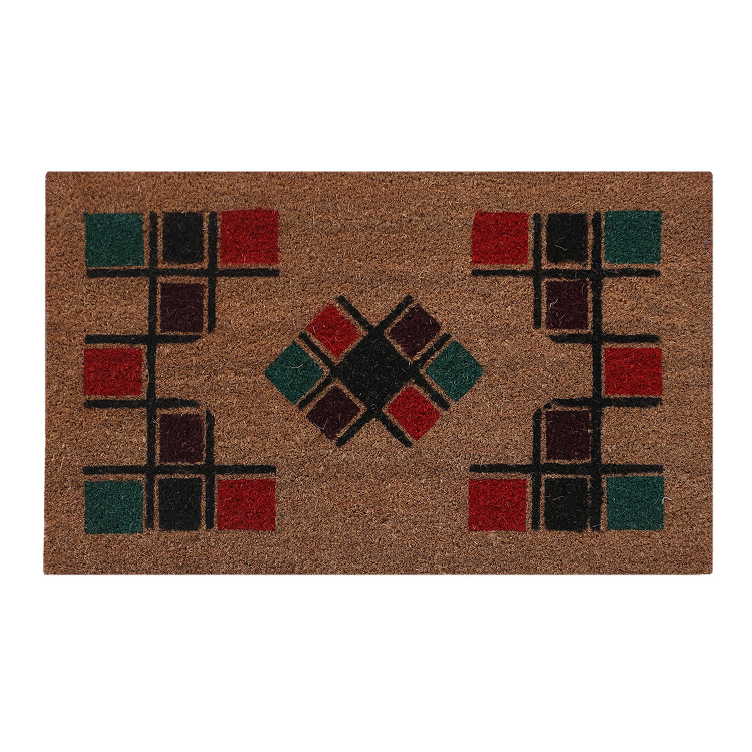 Kuber Industries Door Mat|Polyethylene Durable & Anti-Slip Natural Block Print Floor Mat|Rug For Indoor or Outdoor, 30x20 Inch (Brown)