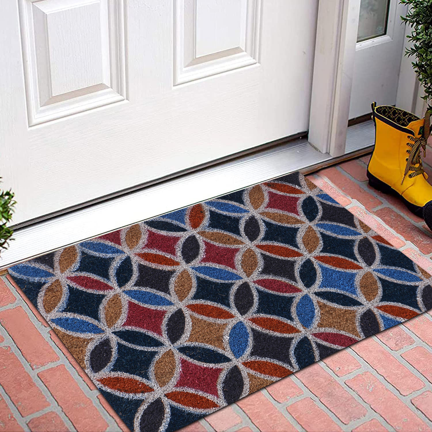 Kuber Industries Door Mat|Polyethylene Durable & Anti-Slip Natural Floral Print Floor Mat|Rug For Indoor or Outdoor, 30x20 Inch (Brown)