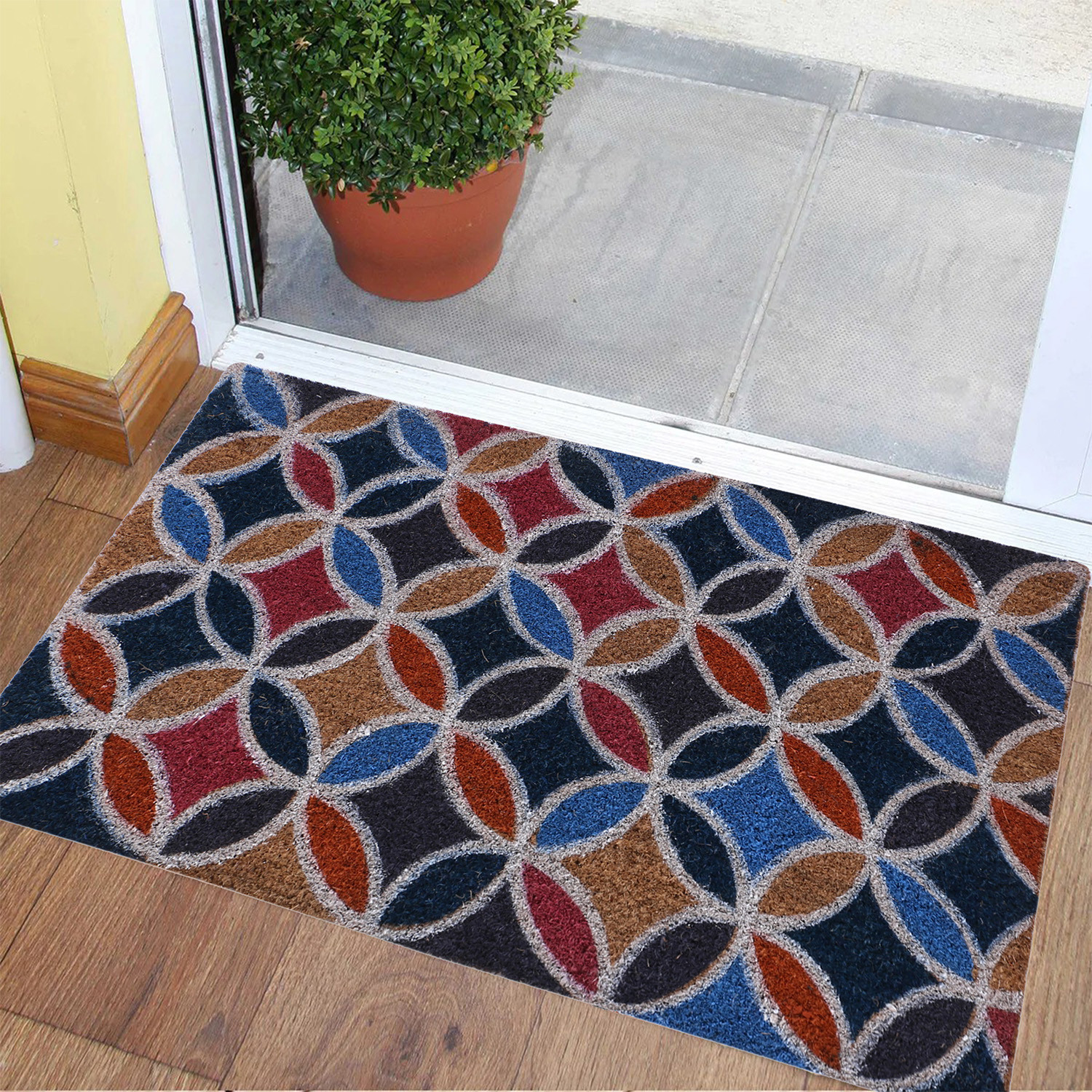 Kuber Industries Door Mat|Polyethylene Durable & Anti-Slip Natural Floral Print Floor Mat|Rug For Indoor or Outdoor, 30x20 Inch (Brown)