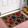 Kuber Industries Door Mat|Polyethylene Durable &amp; Anti-Slip Natural Flowers Print Floor Mat|Rug For Indoor or Outdoor, 30x20 Inch (Brown)