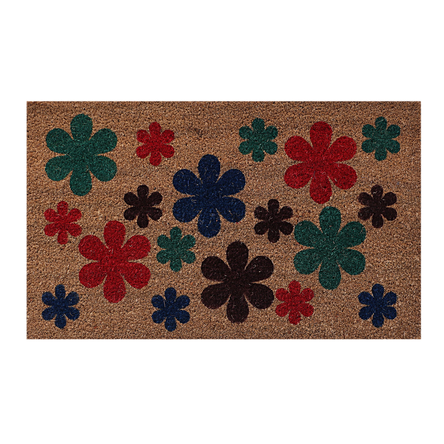 Kuber Industries Door Mat|Polyethylene Durable & Anti-Slip Natural Flowers Print Floor Mat|Rug For Indoor or Outdoor, 30x20 Inch (Brown)