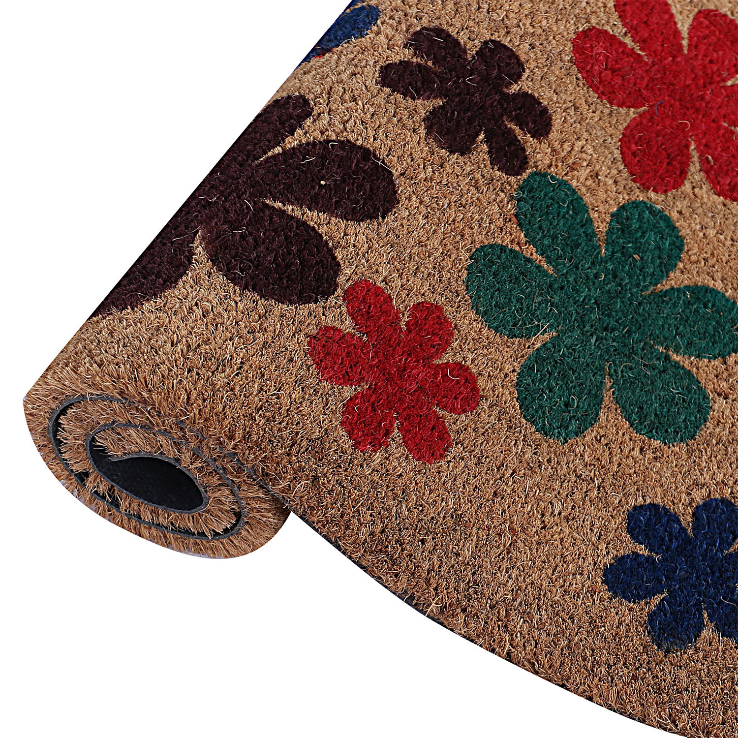 Kuber Industries Door Mat|Polyethylene Durable & Anti-Slip Natural Flowers Print Floor Mat|Rug For Indoor or Outdoor, 30x20 Inch (Brown)