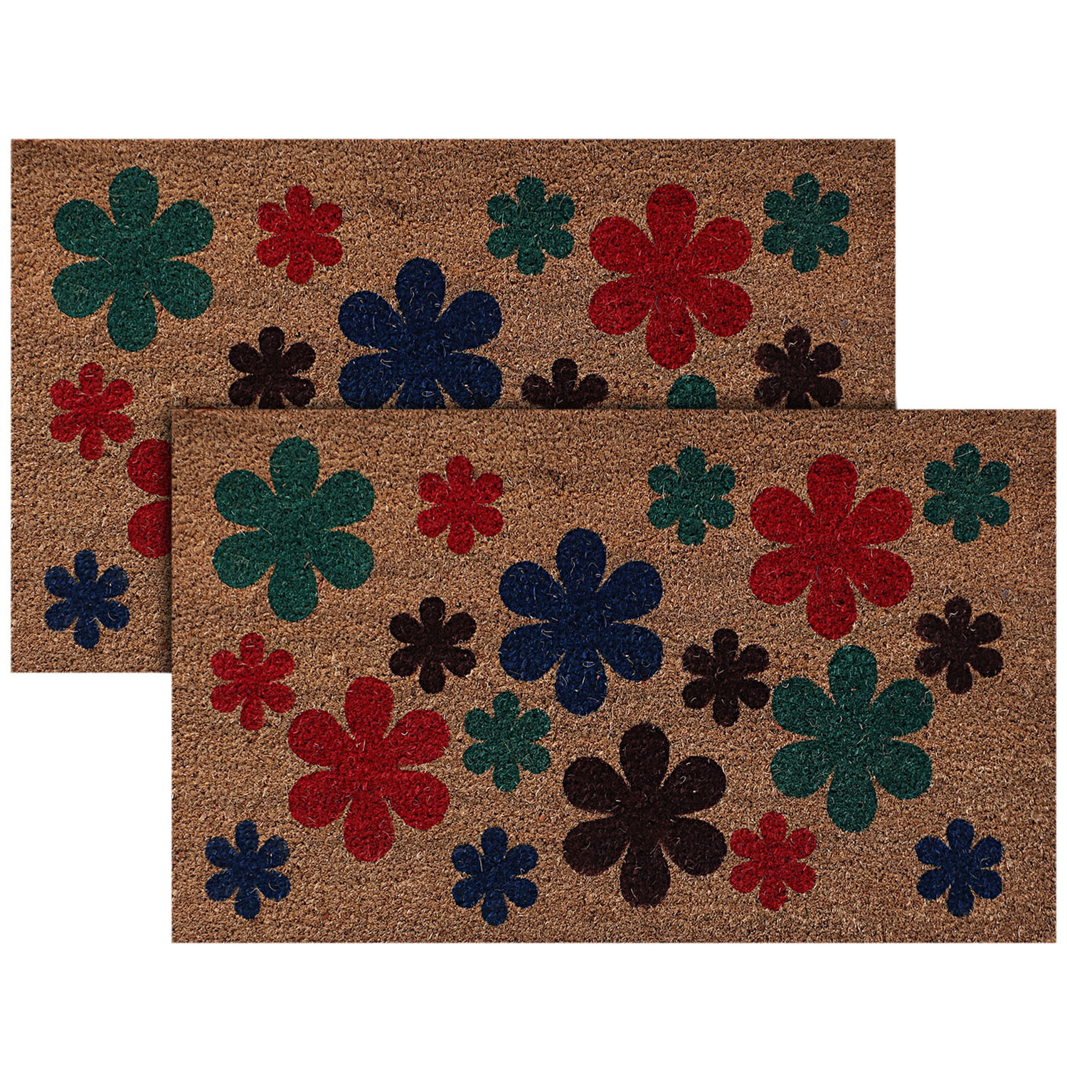 Kuber Industries Door Mat|Polyethylene Durable & Anti-Slip Natural Flowers Print Floor Mat|Rug For Indoor or Outdoor, 30x20 Inch (Brown)