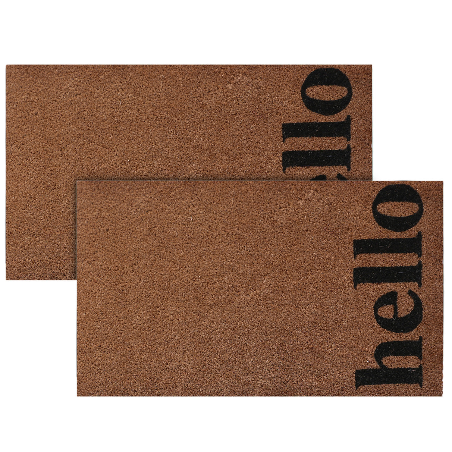 Kuber Industries Door Mat|Polyethylene Durable & Anti-Slip Natural Hello Print Floor Mat|Rug For Indoor or Outdoor, 30x20 Inch (Brown)
