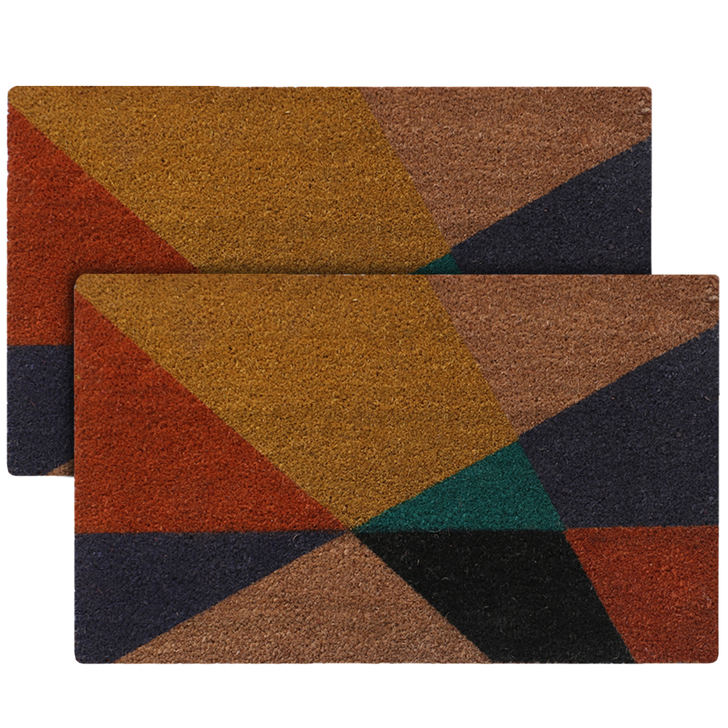 Kuber Industries Door Mat|Polyethylene Durable & Anti-Slip Natural Mini Tringle Print Floor Mat|Rug For Indoor or Outdoor, 30x20 Inch (Brown)