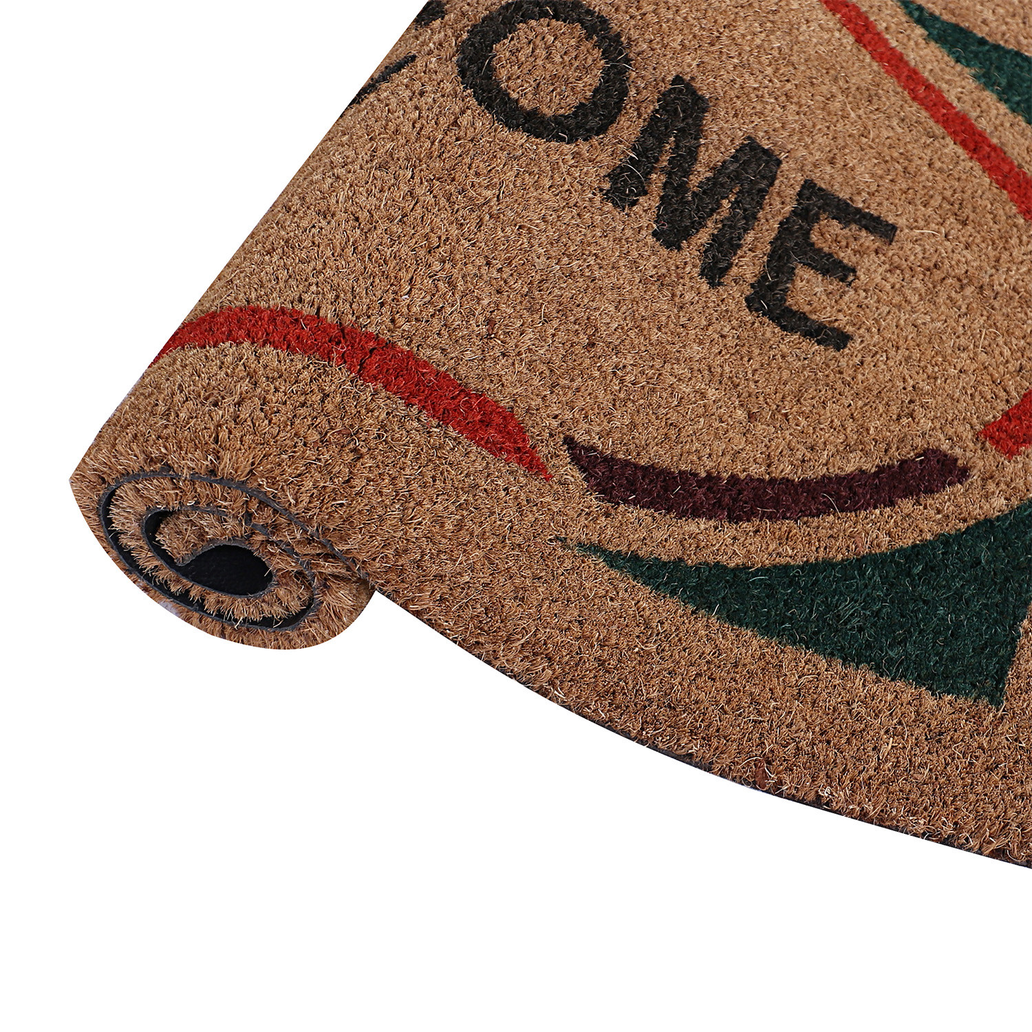 Kuber Industries Door Mat|Polyethylene Durable & Anti-Slip Natural Oval Welcome Print Floor Mat|Rug For Indoor or Outdoor, 30x20 Inch (Brown)