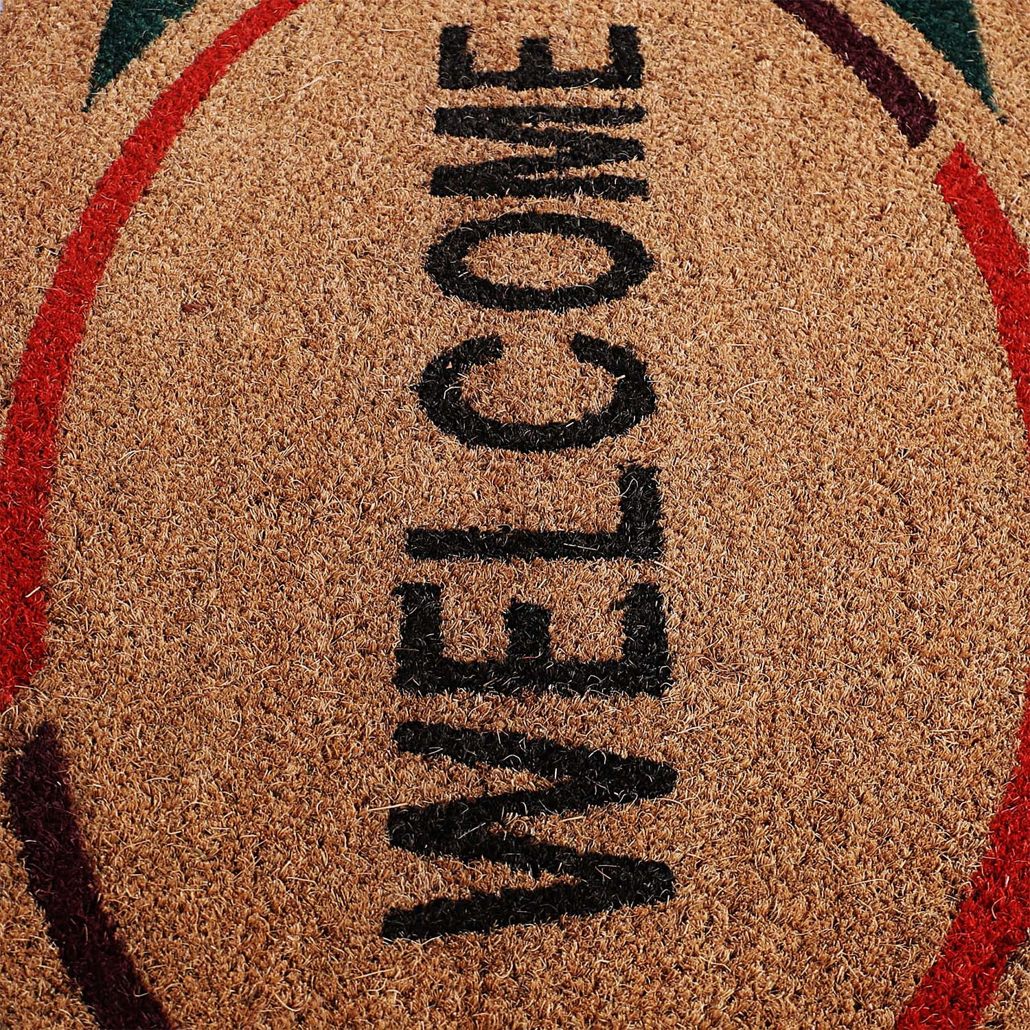 Kuber Industries Door Mat|Polyethylene Durable & Anti-Slip Natural Oval Welcome Print Floor Mat|Rug For Indoor or Outdoor, 30x20 Inch (Brown)