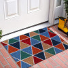 Kuber Industries Door Mat|Polyethylene Durable &amp; Anti-Slip Natural Triangle Print Floor Mat|Rug For Indoor or Outdoor, 30x20 Inch (Brown)