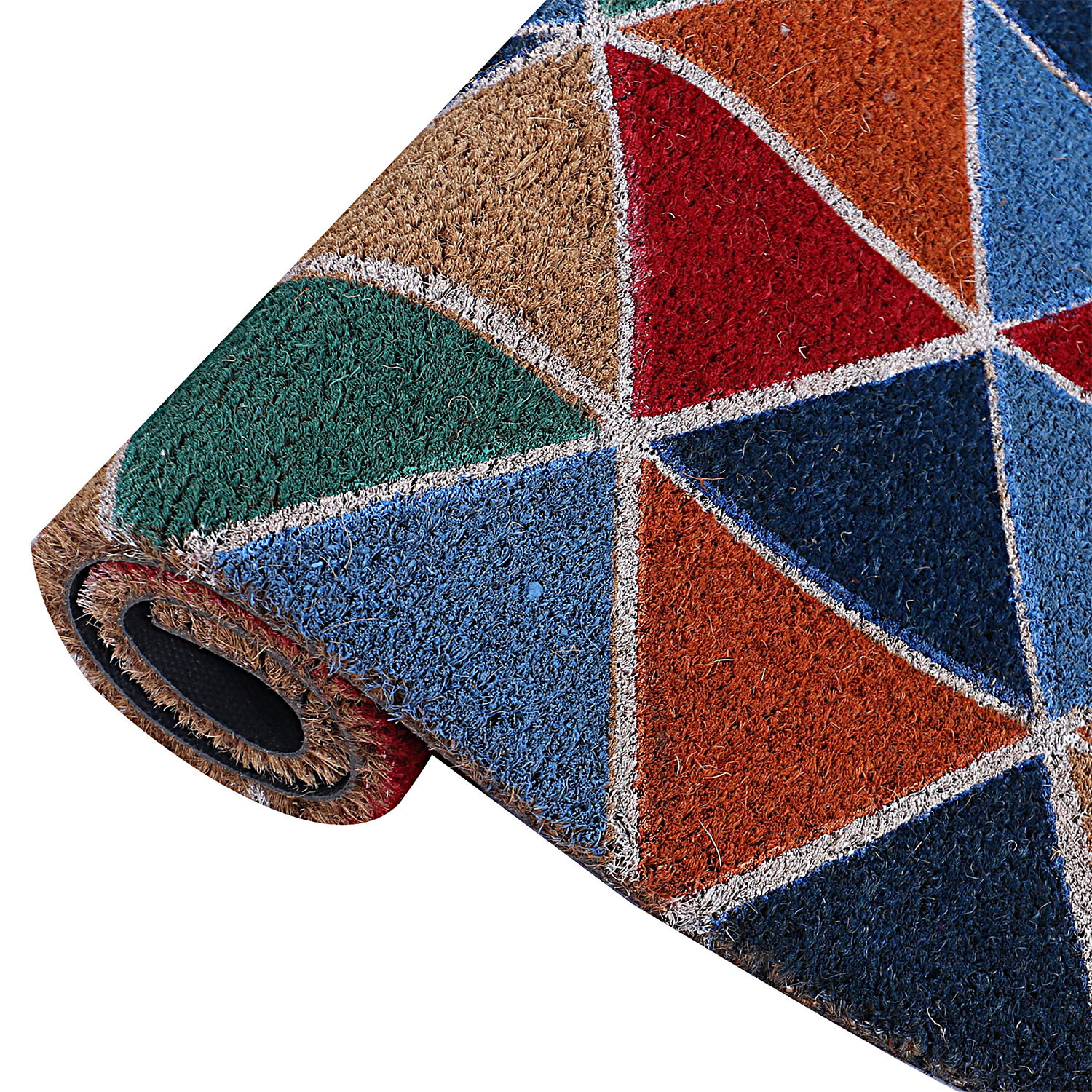 Kuber Industries Door Mat|Polyethylene Durable & Anti-Slip Natural Triangle Print Floor Mat|Rug For Indoor or Outdoor, 30x20 Inch (Brown)
