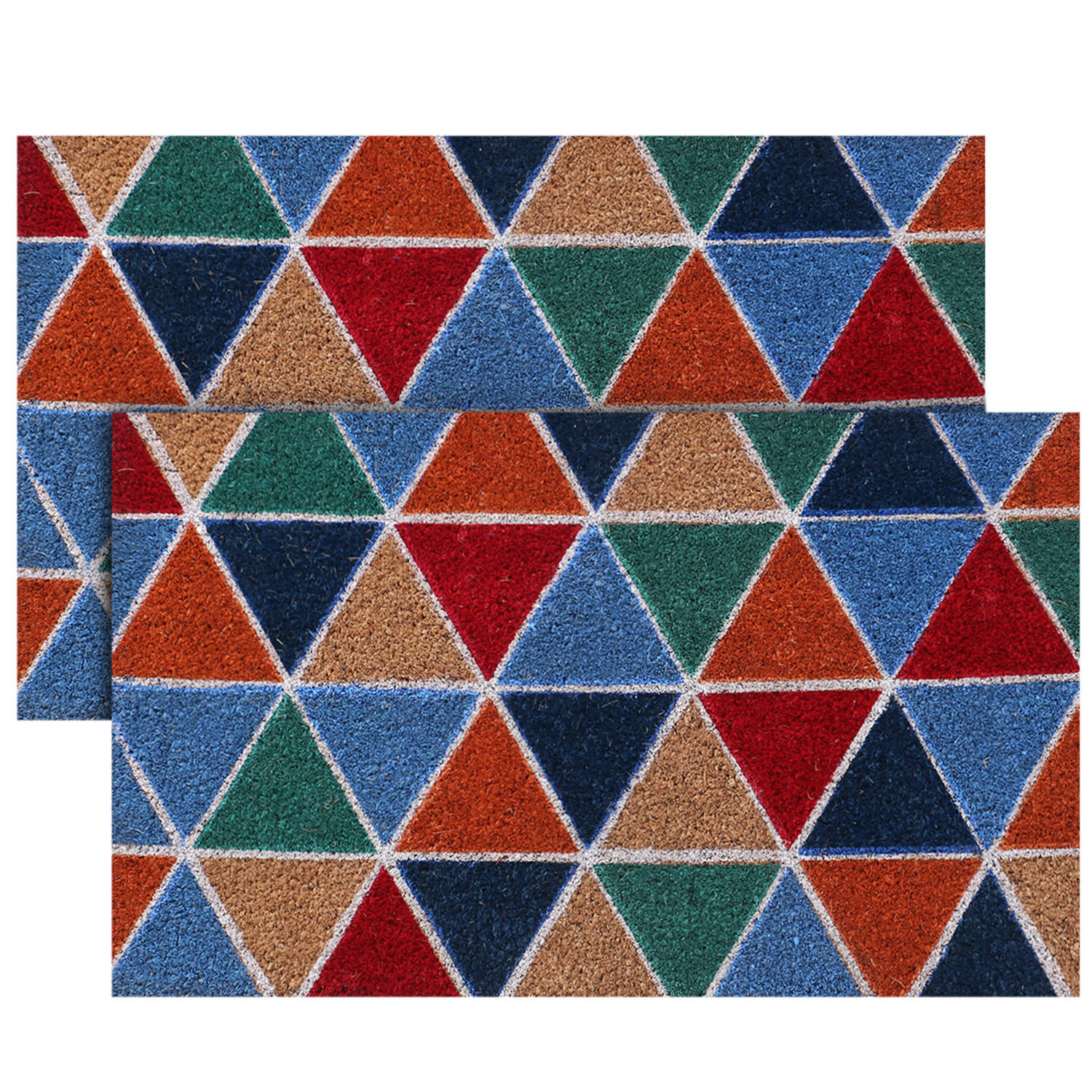 Kuber Industries Door Mat|Polyethylene Durable & Anti-Slip Natural Triangle Print Floor Mat|Rug For Indoor or Outdoor, 30x20 Inch (Brown)