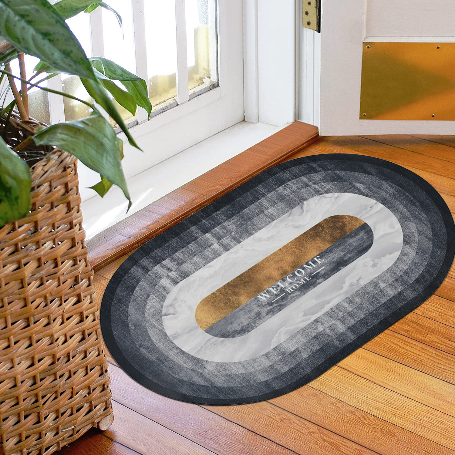 Kuber Industries Doormat|Doormat for Door Entrance|Doormats for Rooms|Doormat for Home|Memory Foam Doormat|Pack of 2 (Grey)