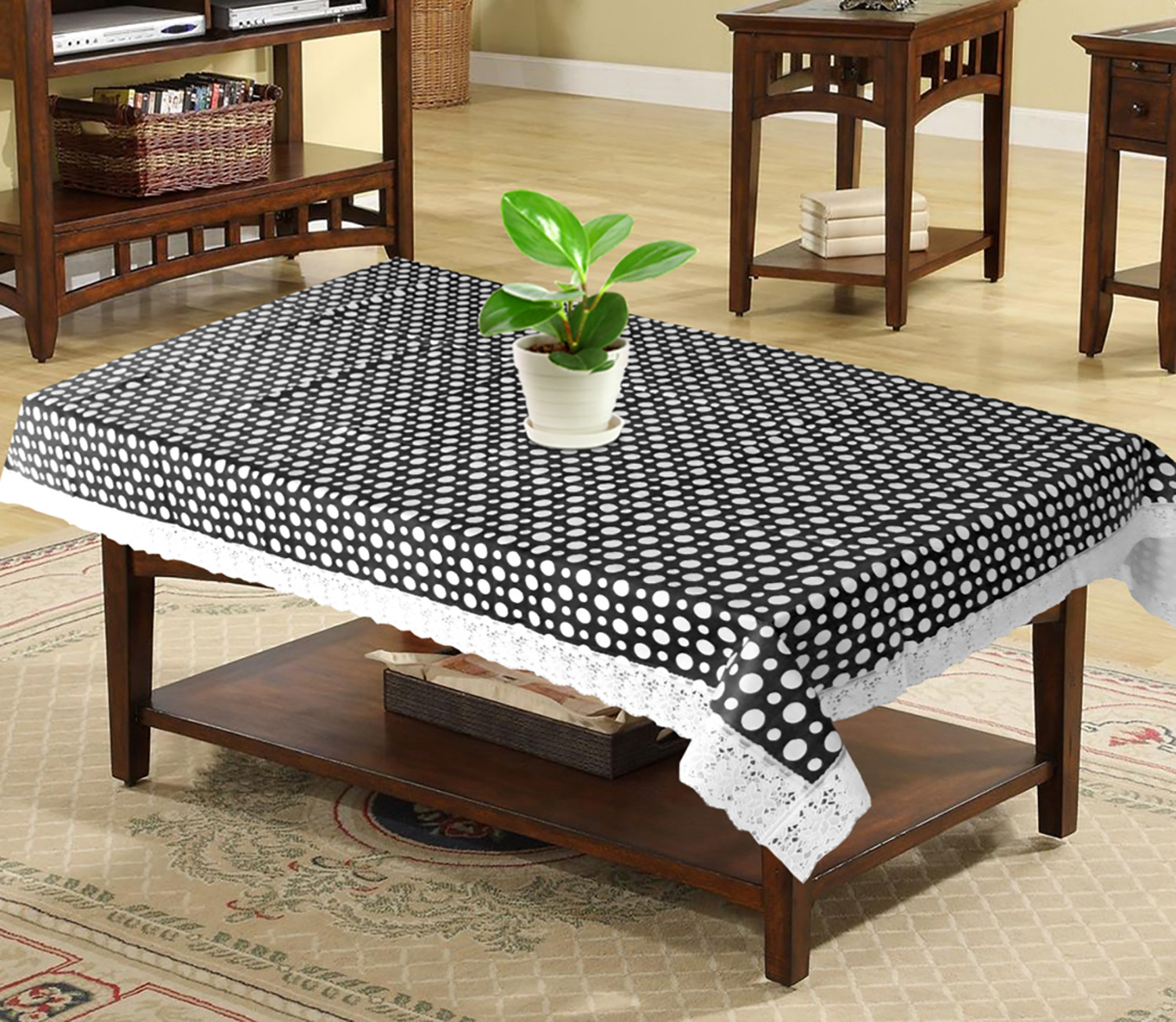 Kuber Industries Dot Design PVC 4 Seater Center Table Cover 40