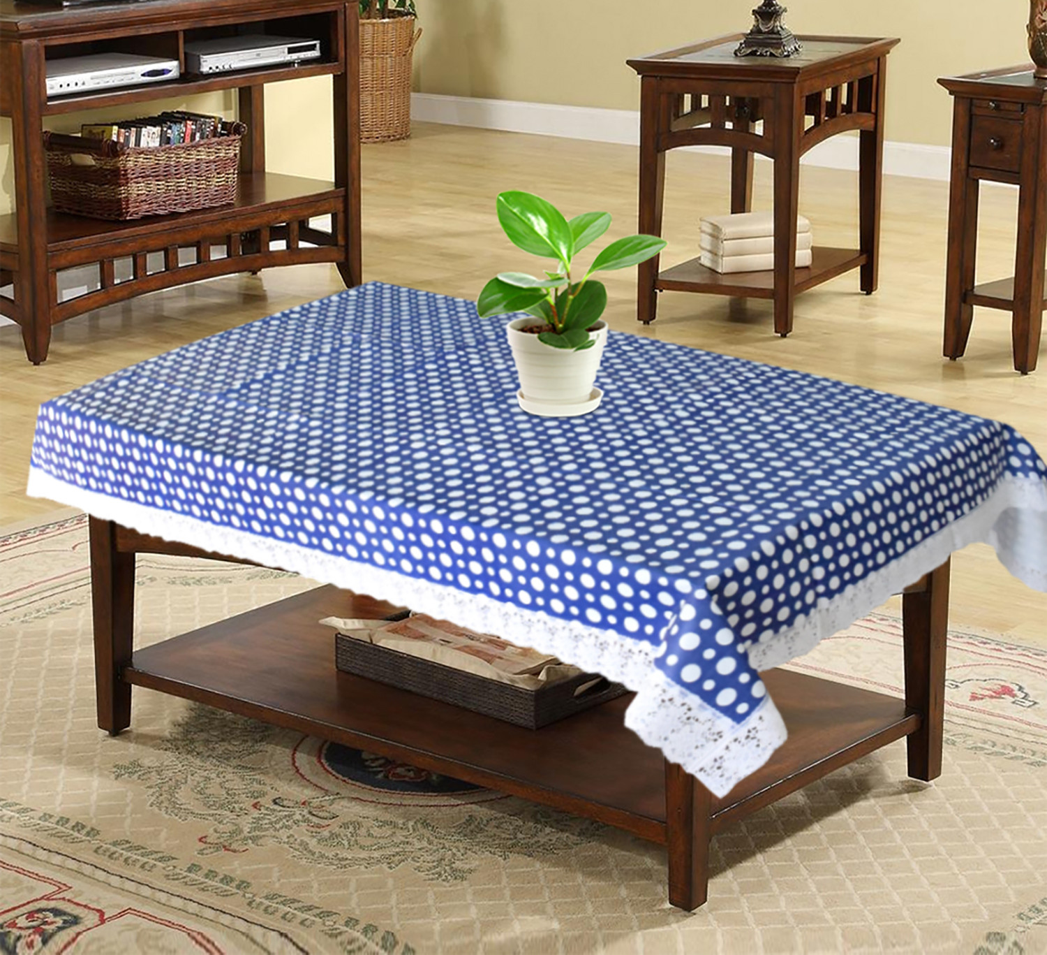 Kuber Industries Dot Design PVC 4 Seater Center Table Cover 40